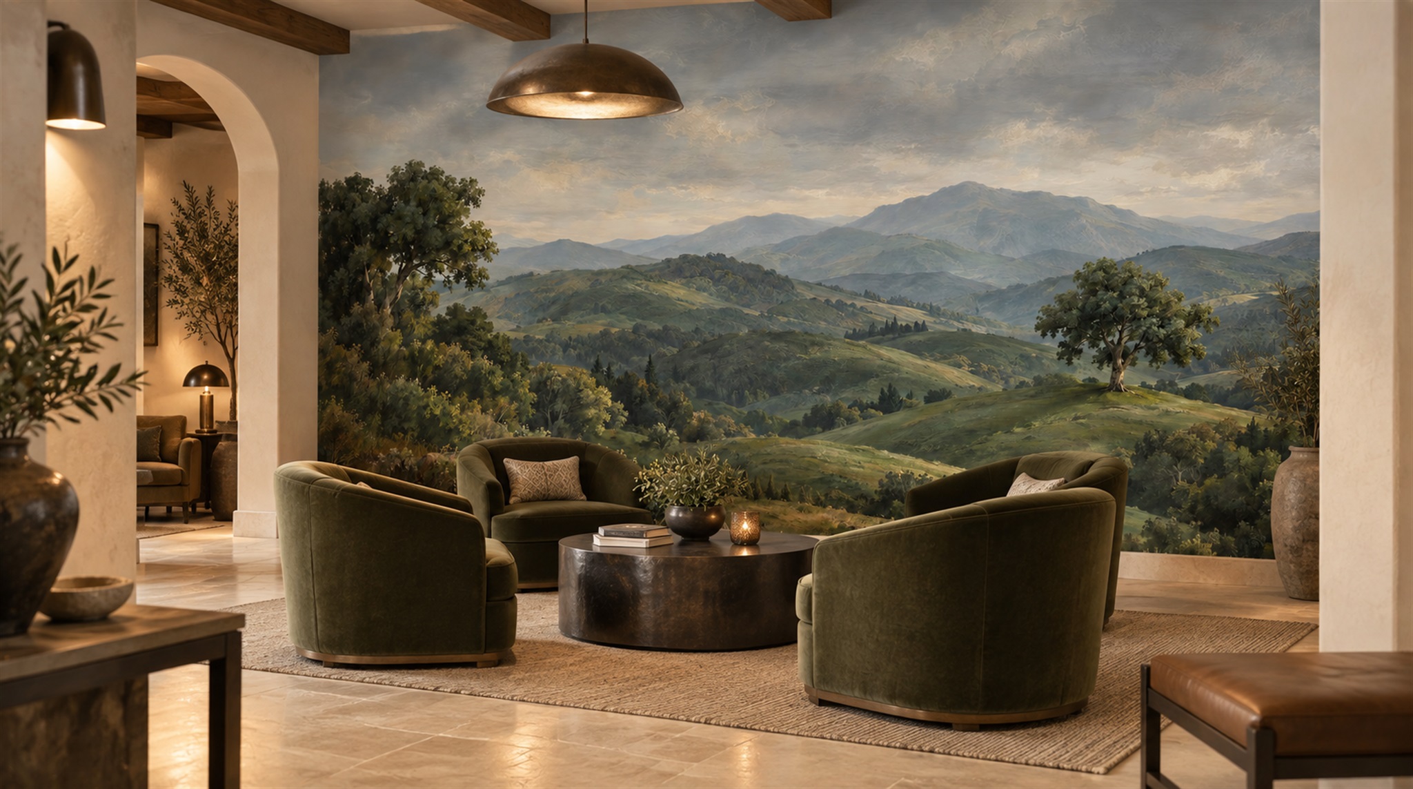 Green Decorative Wall Art Wallpaper Mural Scene