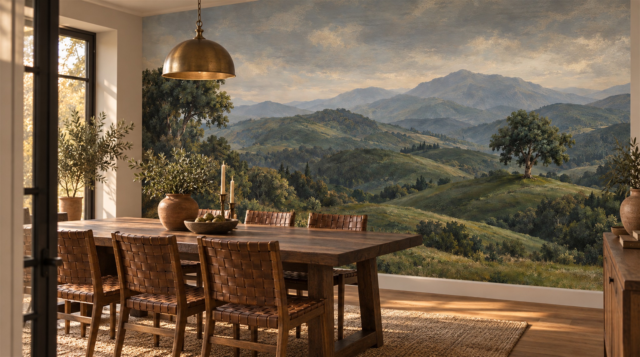 Green Decorative Wall Art Wallpaper Mural Scene