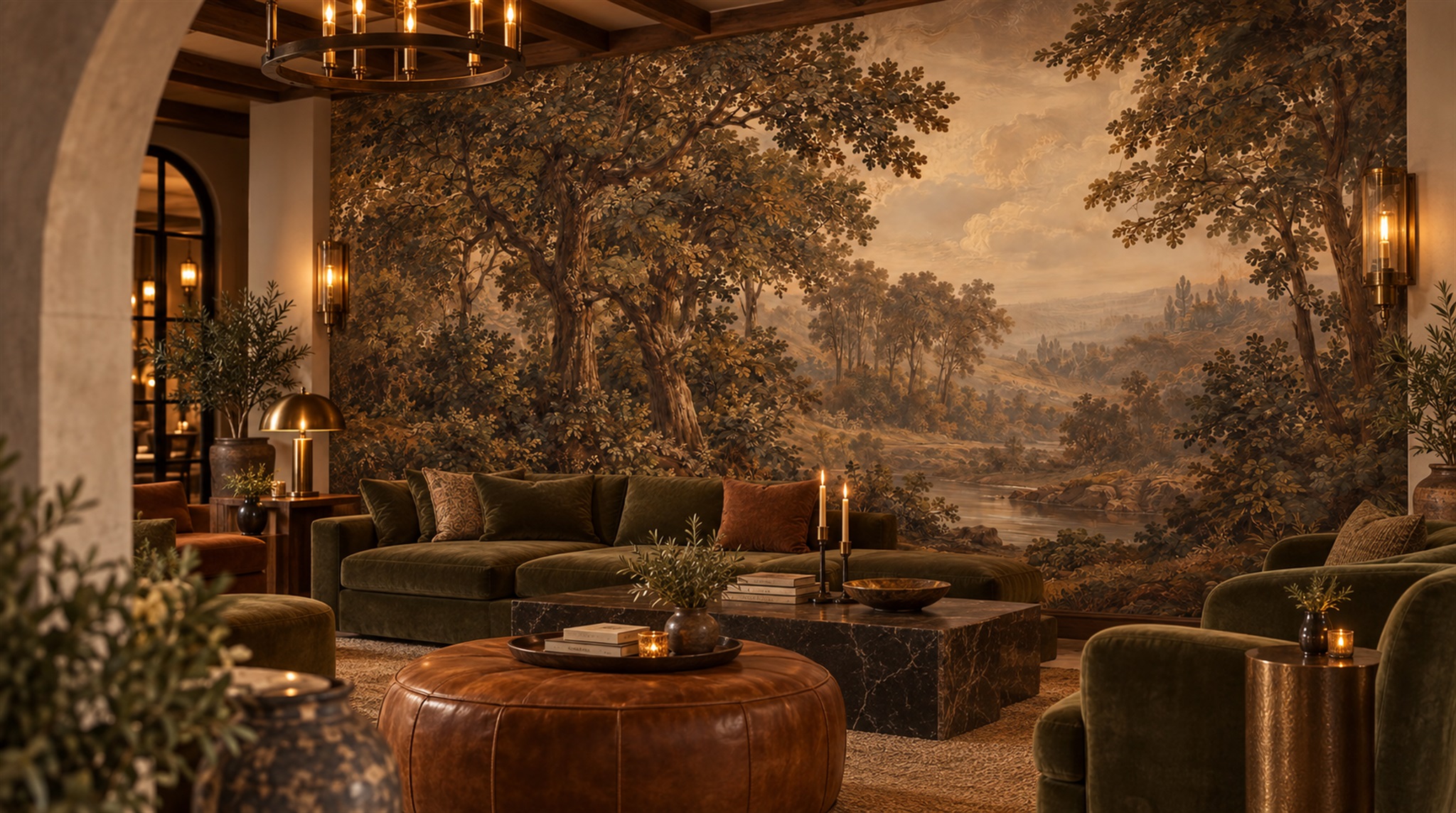 Brown Woodland Trees Wallpaper Mural Scene