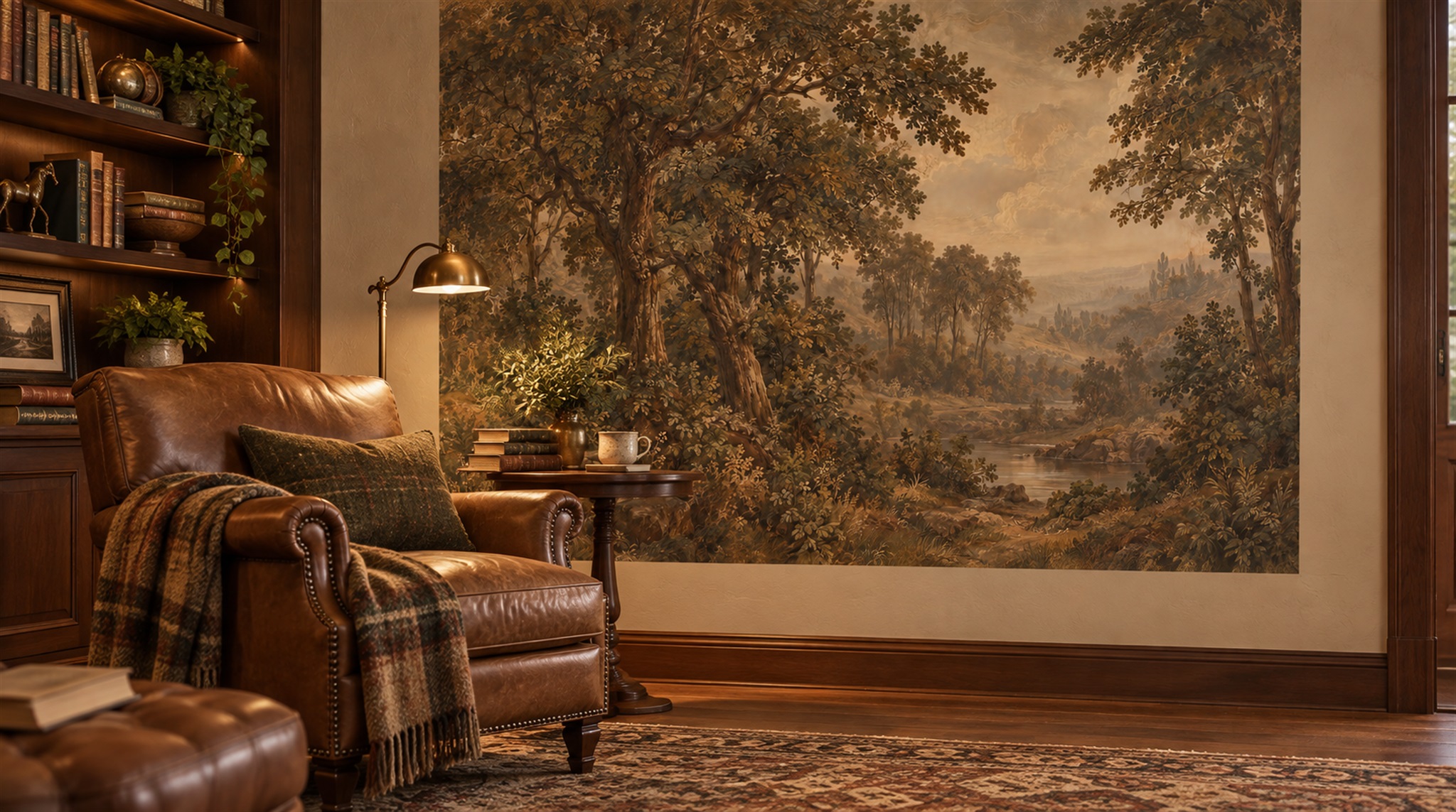 Brown Woodland Trees Wallpaper Mural Scene