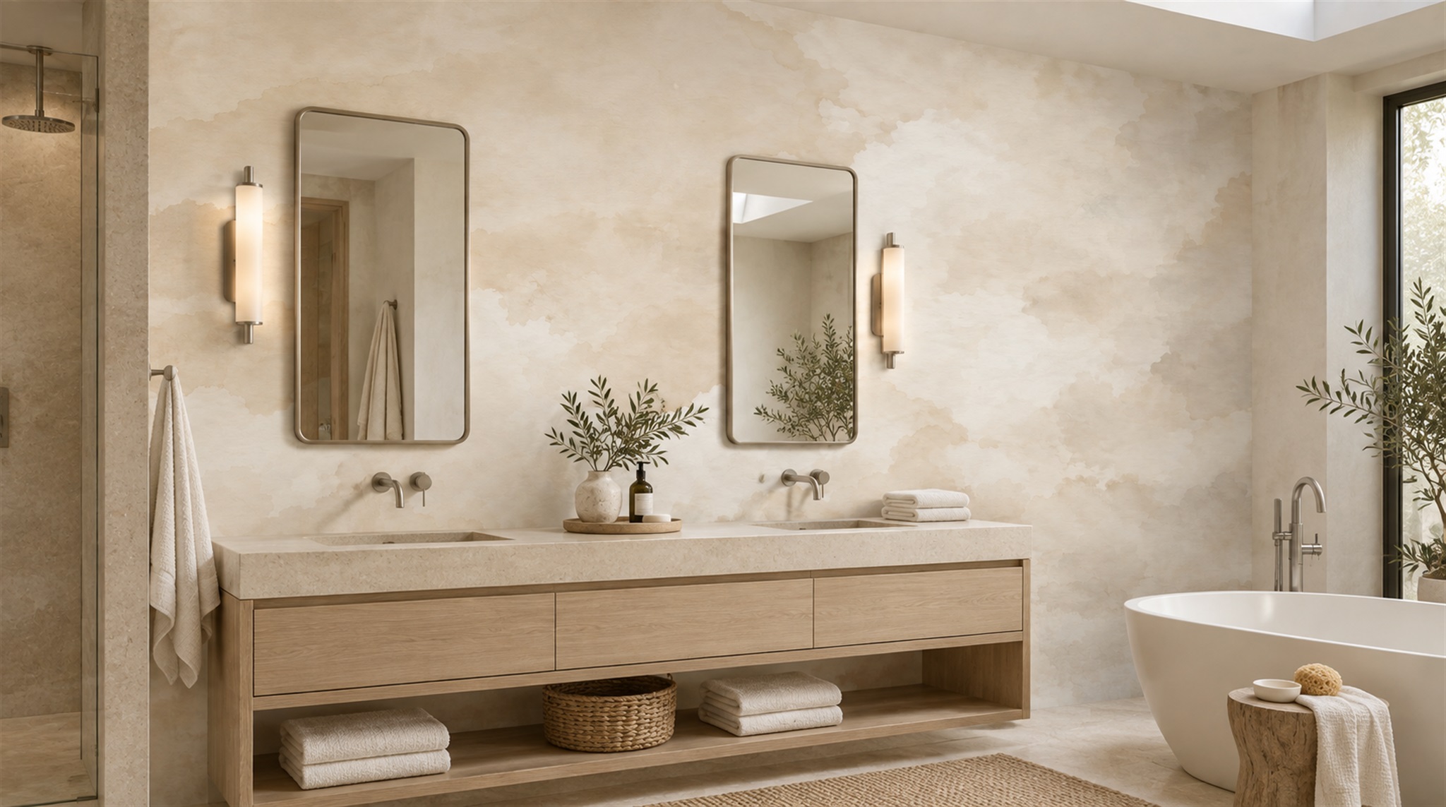 Ivory Soft Cloudscape Wallpaper Mural Scene