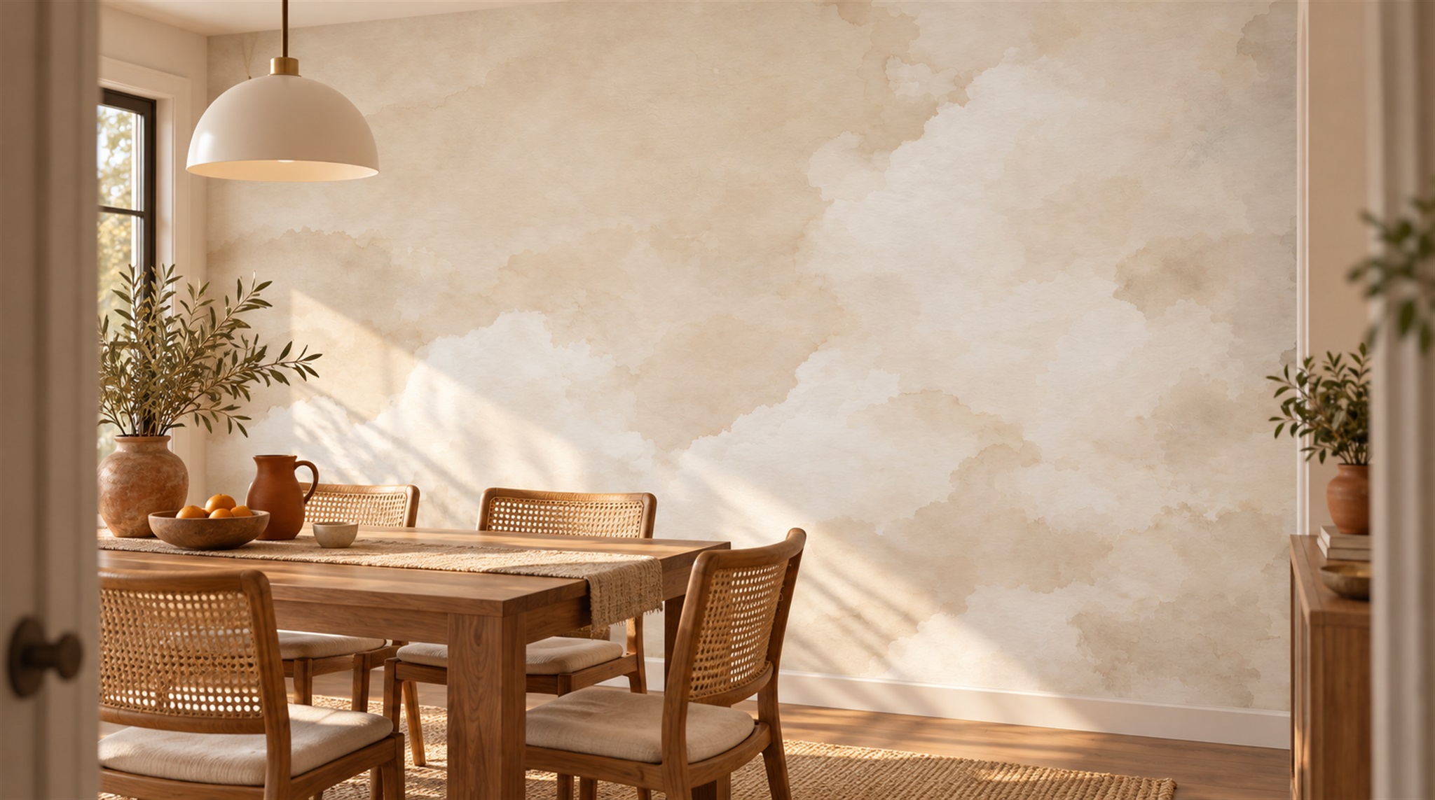Ivory Soft Cloudscape Wallpaper Mural Scene