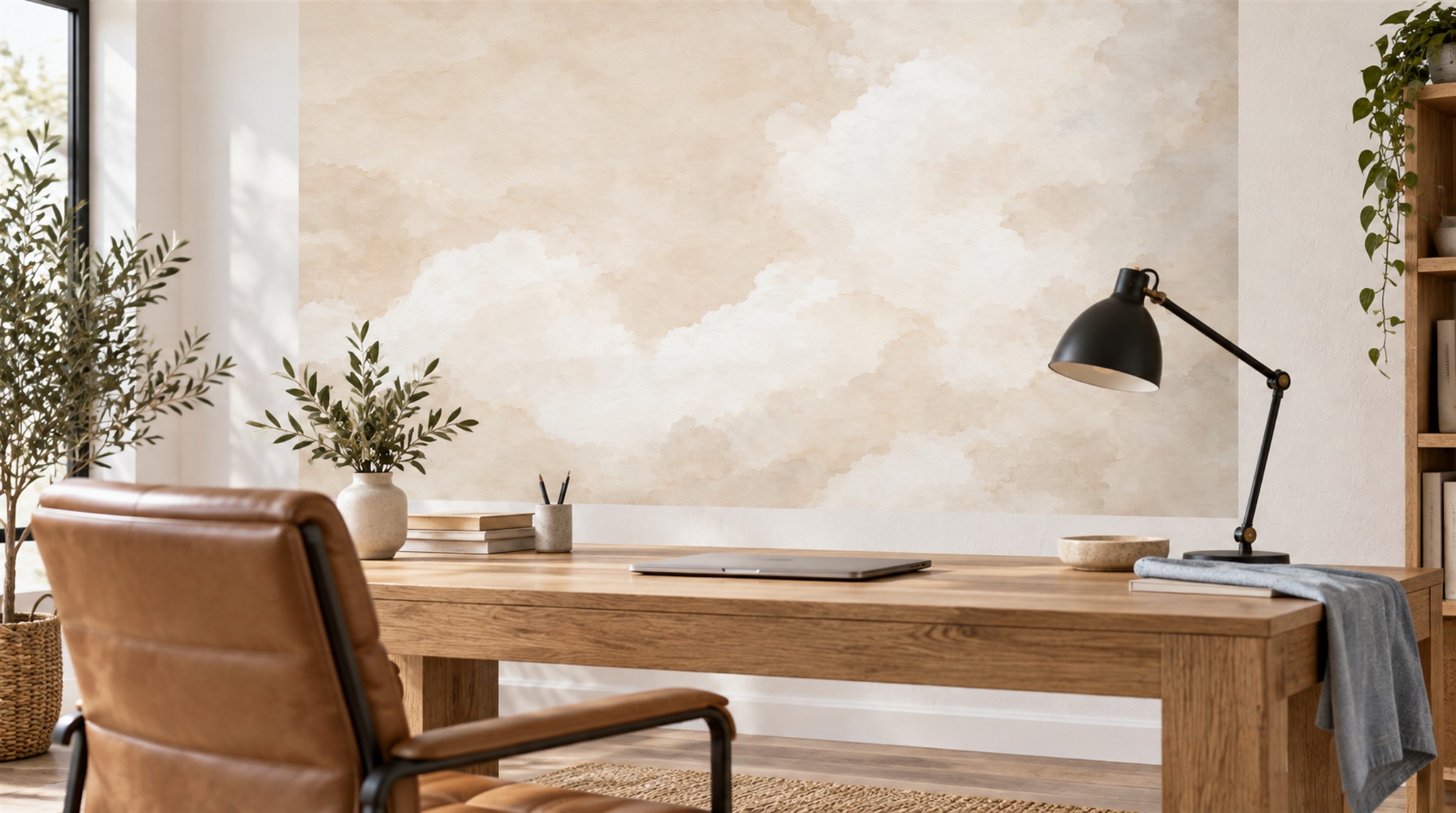 Ivory Soft Cloudscape Wallpaper Mural Scene