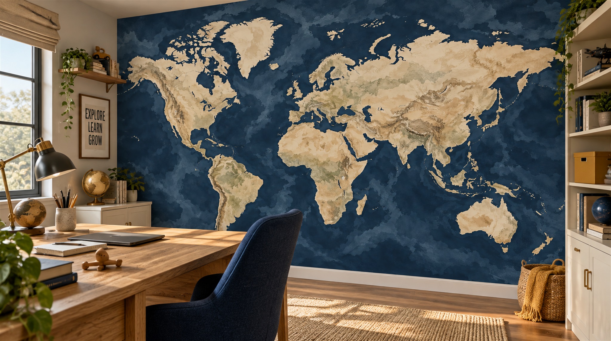Navy Decorative Wall Art Wallpaper Mural Scene
