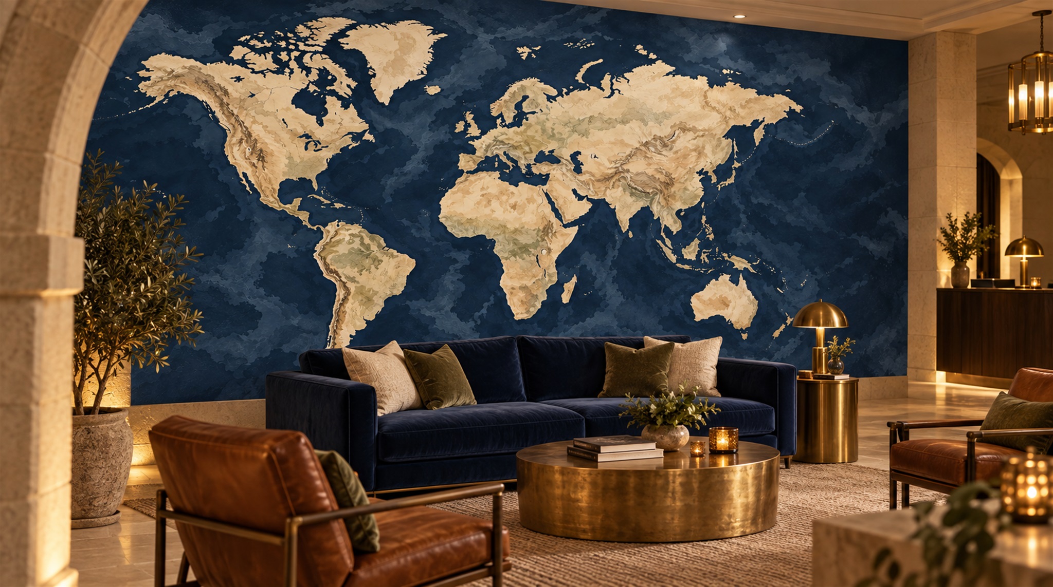 Navy Decorative Wall Art Wallpaper Mural Scene
