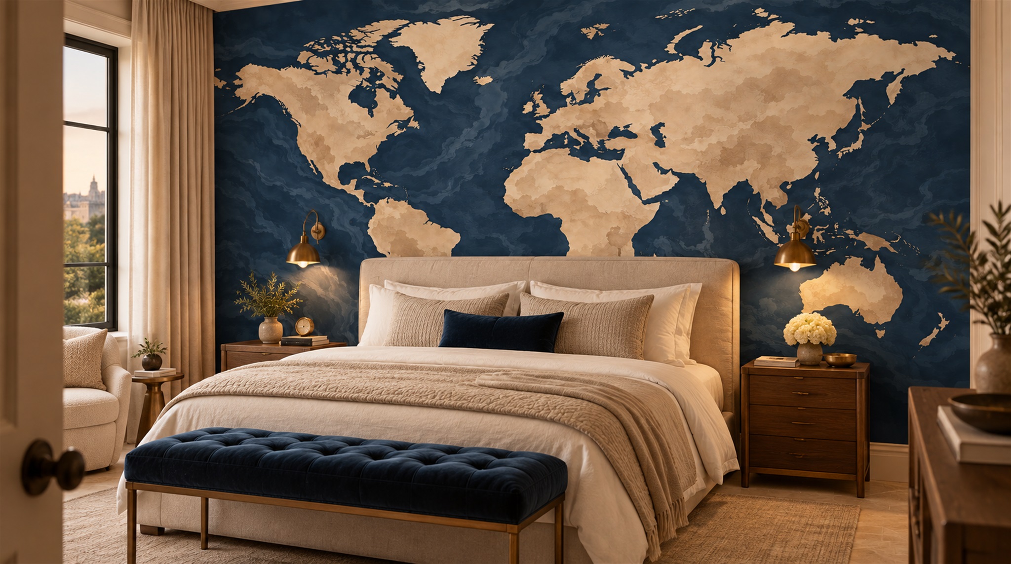 Navy Decorative Wall Art Wallpaper Mural Scene