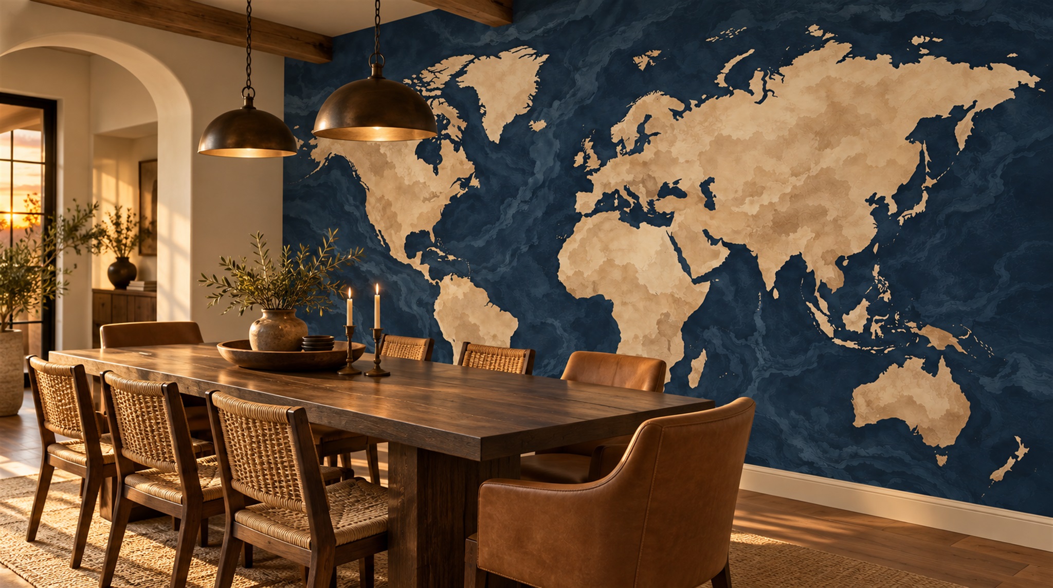 Navy Decorative Wall Art Wallpaper Mural Scene