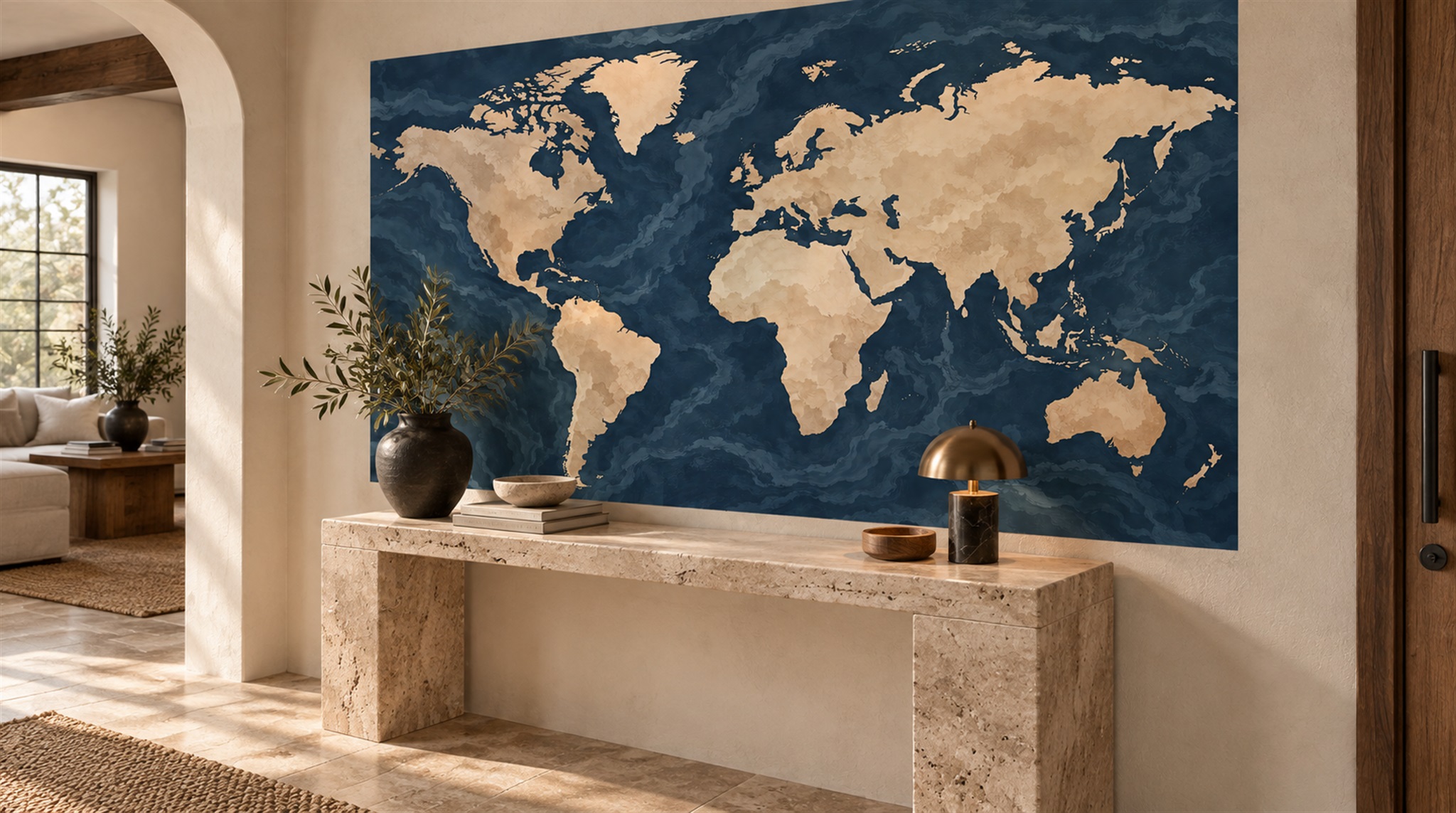Navy Decorative Wall Art Wallpaper Mural Scene