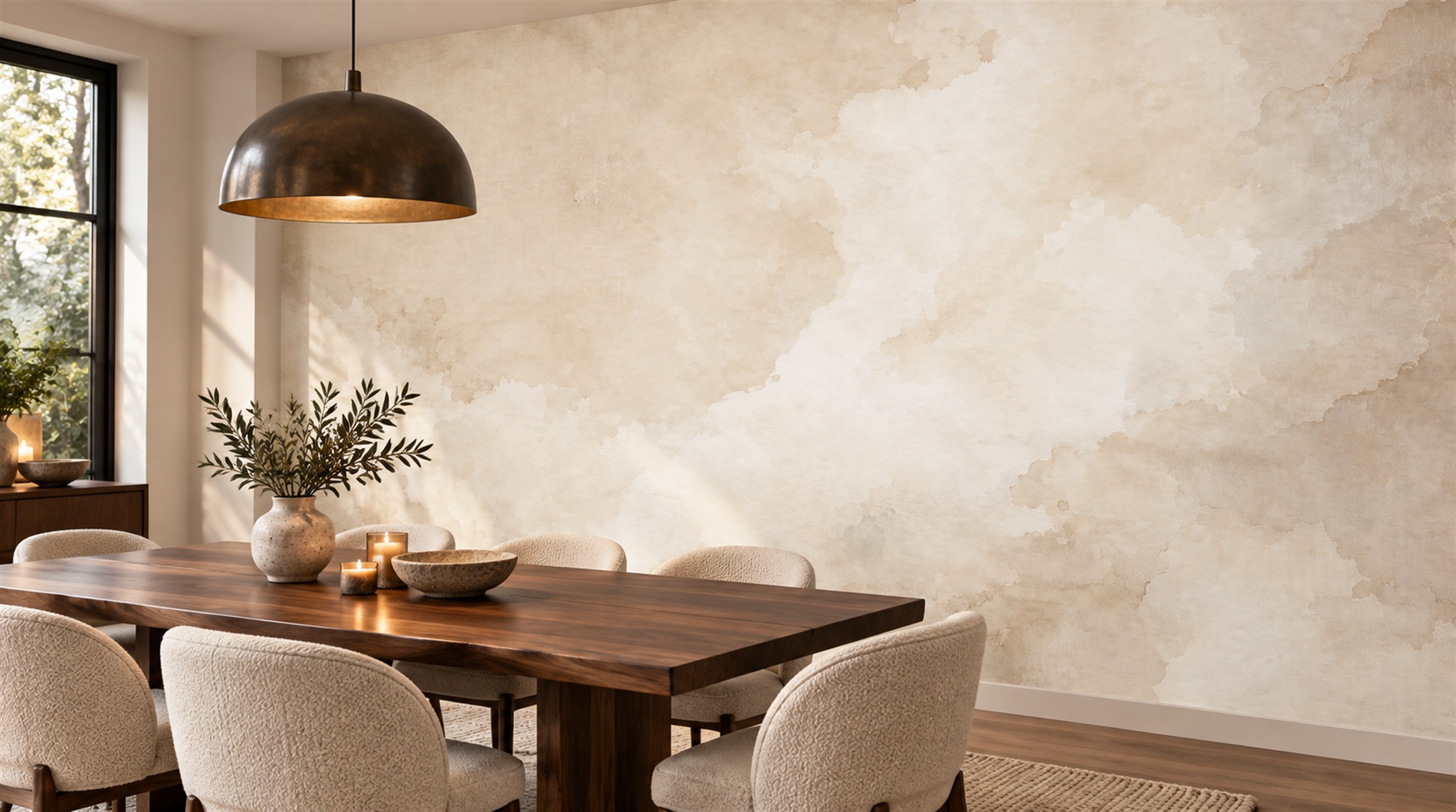 Ivory Soft Cloudscape Japandi Wallpaper Mural Scene