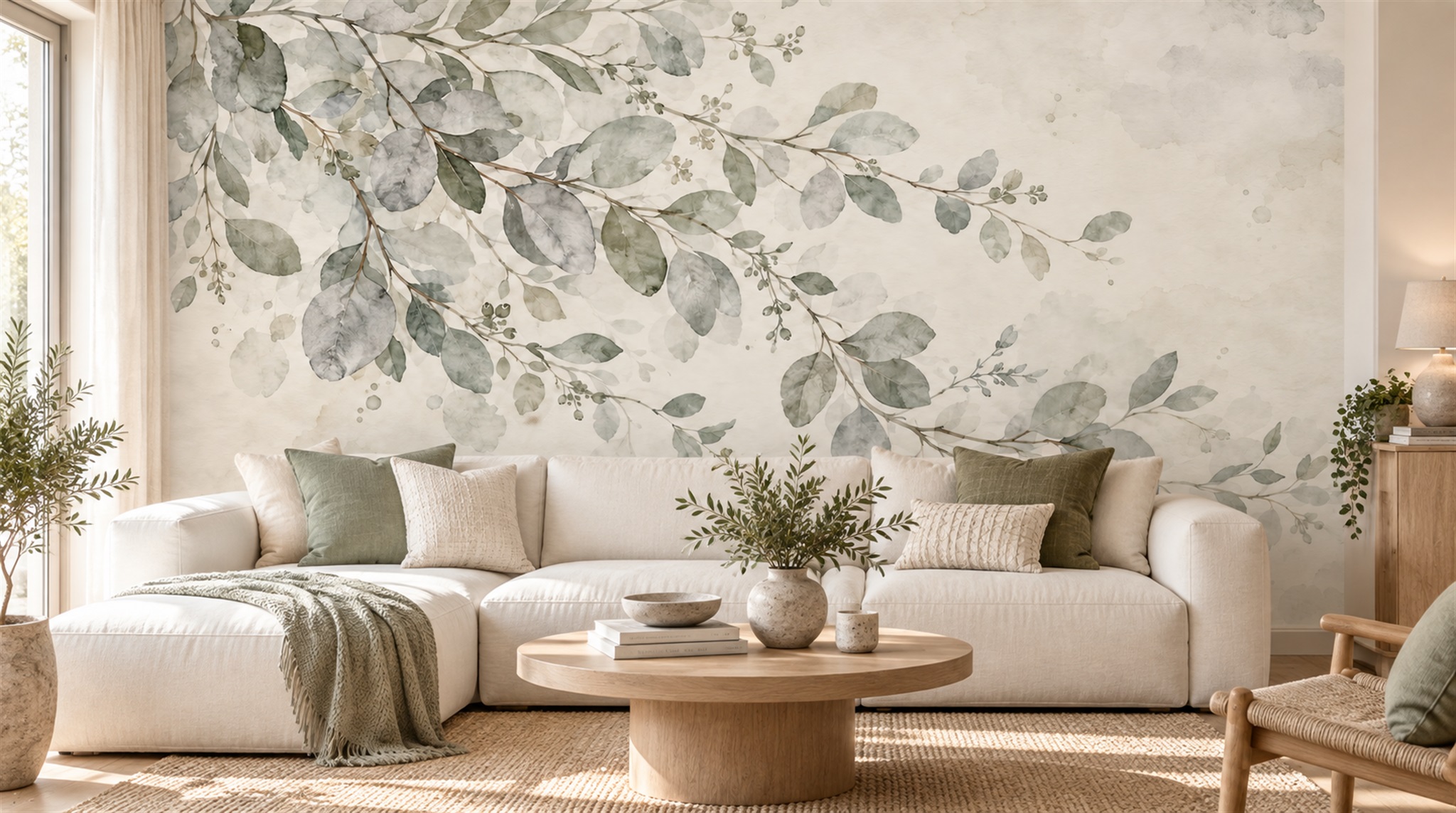 Sage Green Decorative Wall Art Wallpaper Mural Main