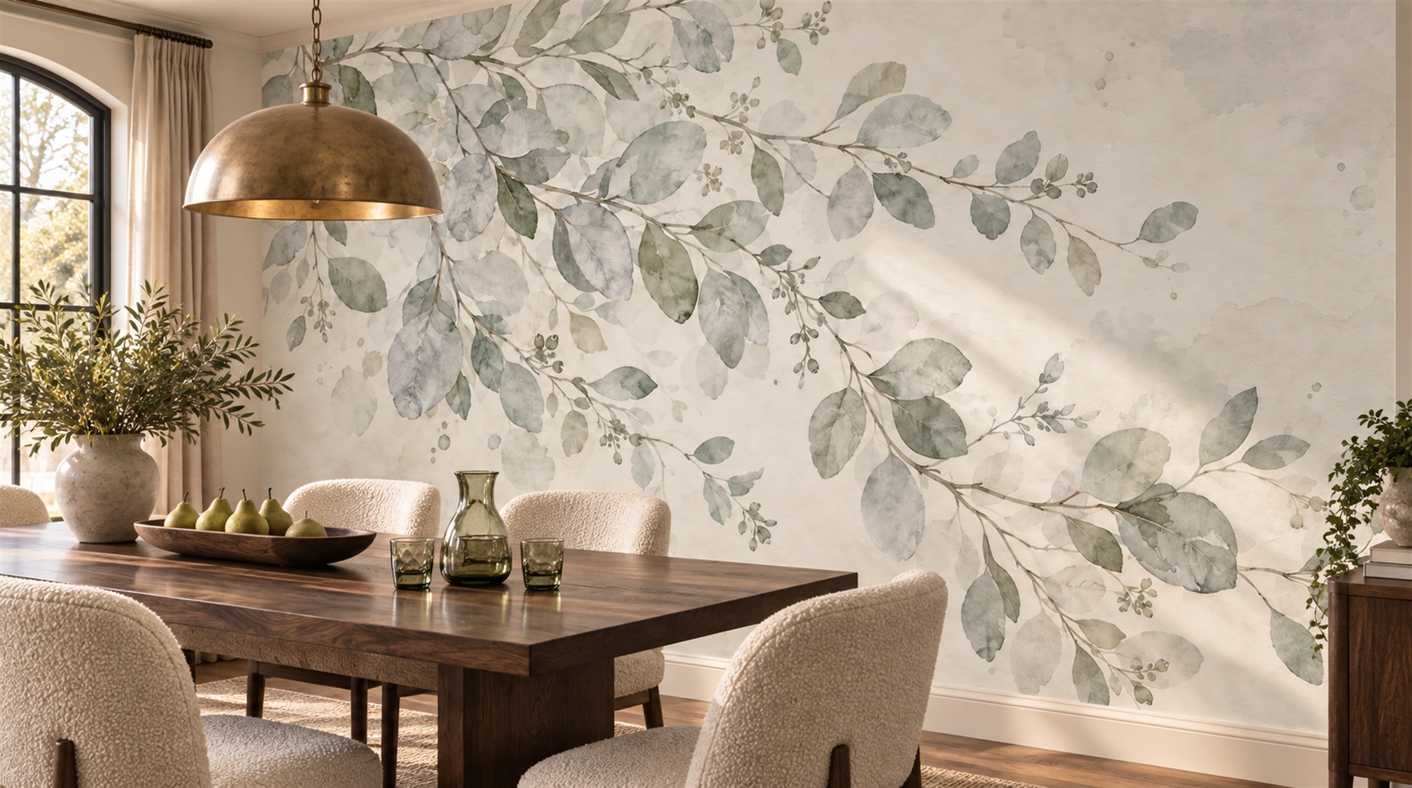 Sage Green Decorative Wall Art Wallpaper Mural Scene