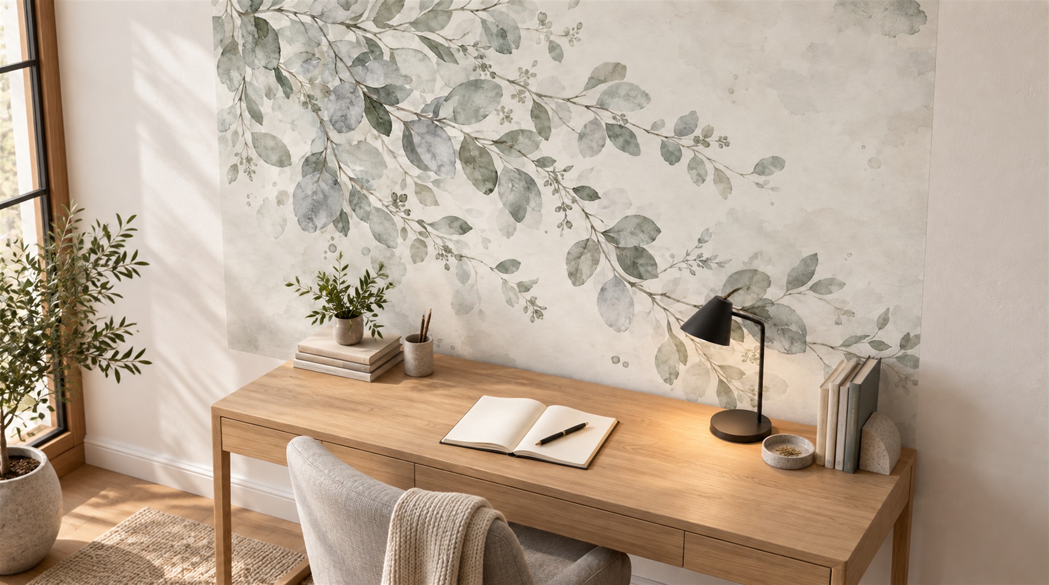 Sage Green Decorative Wall Art Wallpaper Mural Scene
