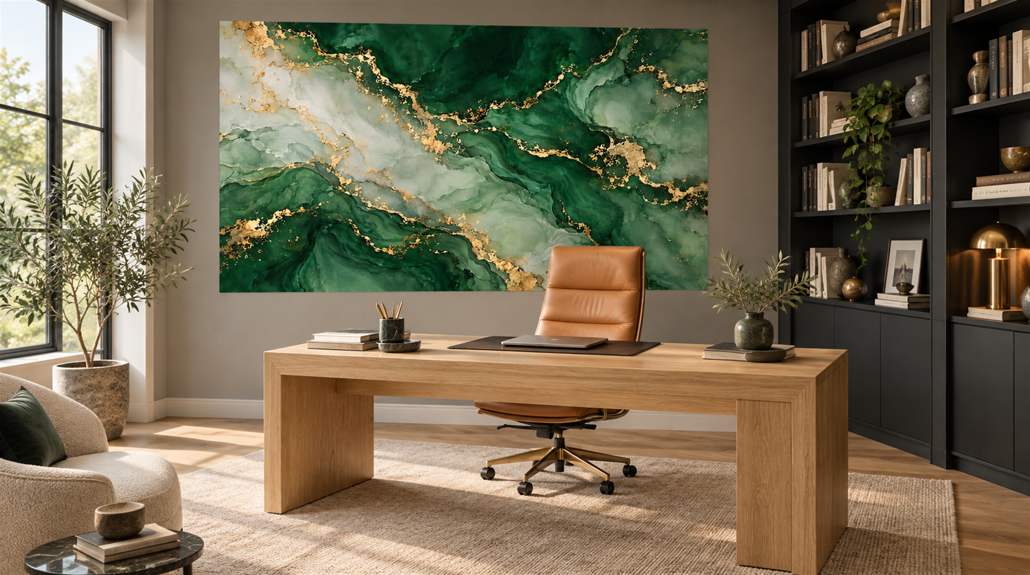 Green Marble Veining Wallpaper Mural Scene