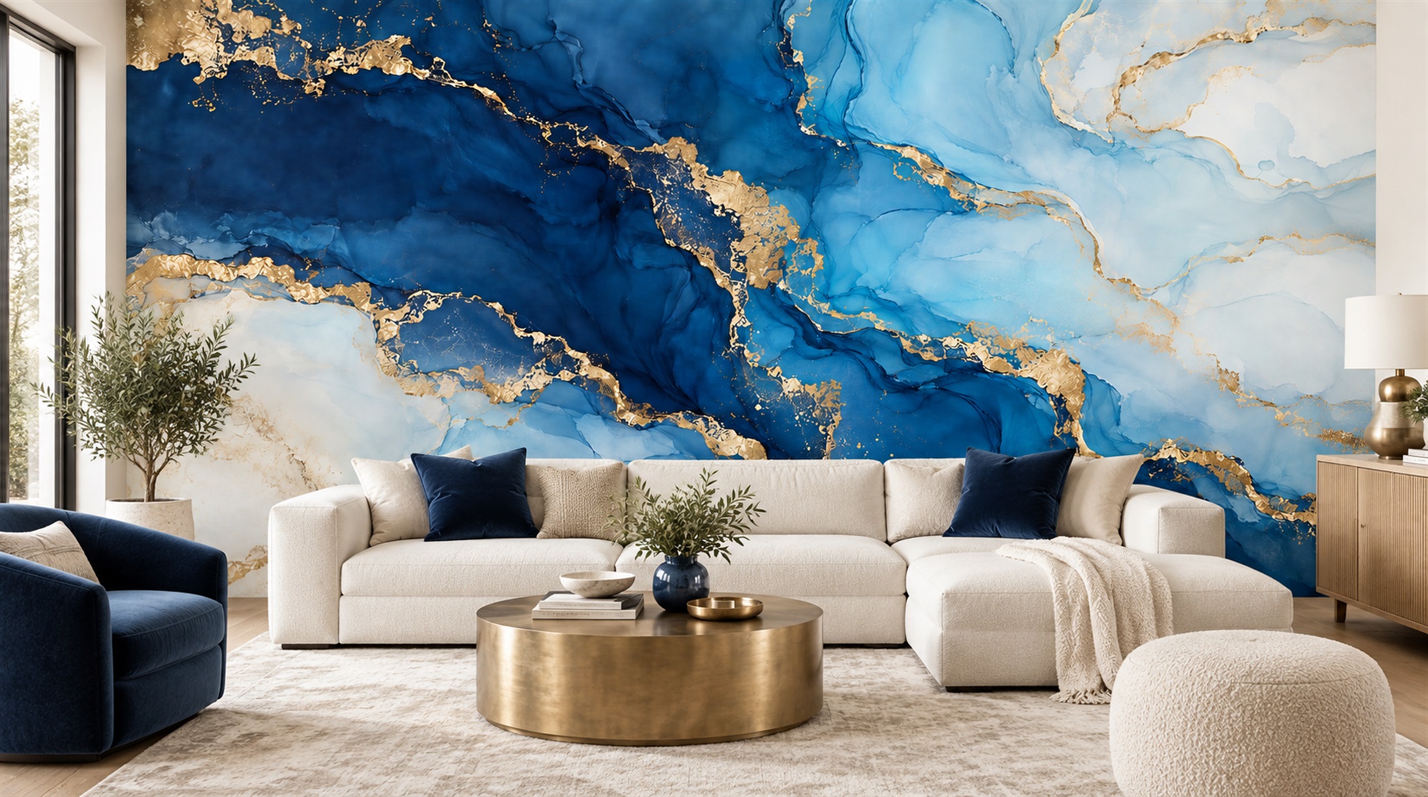 Blue Marble Veining Wallpaper Mural Main