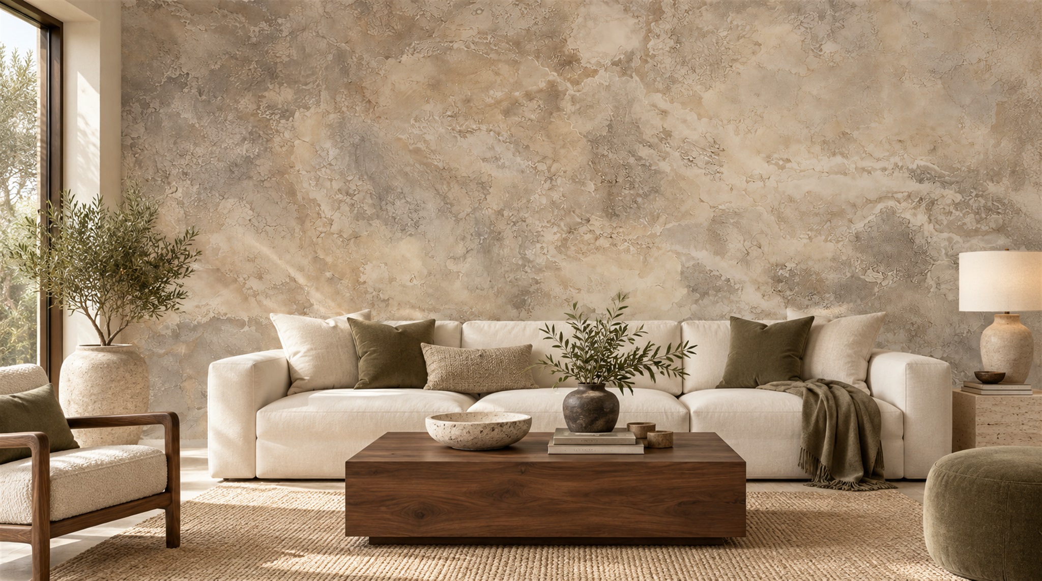 Taupe Stone Texture Wallpaper Mural Main