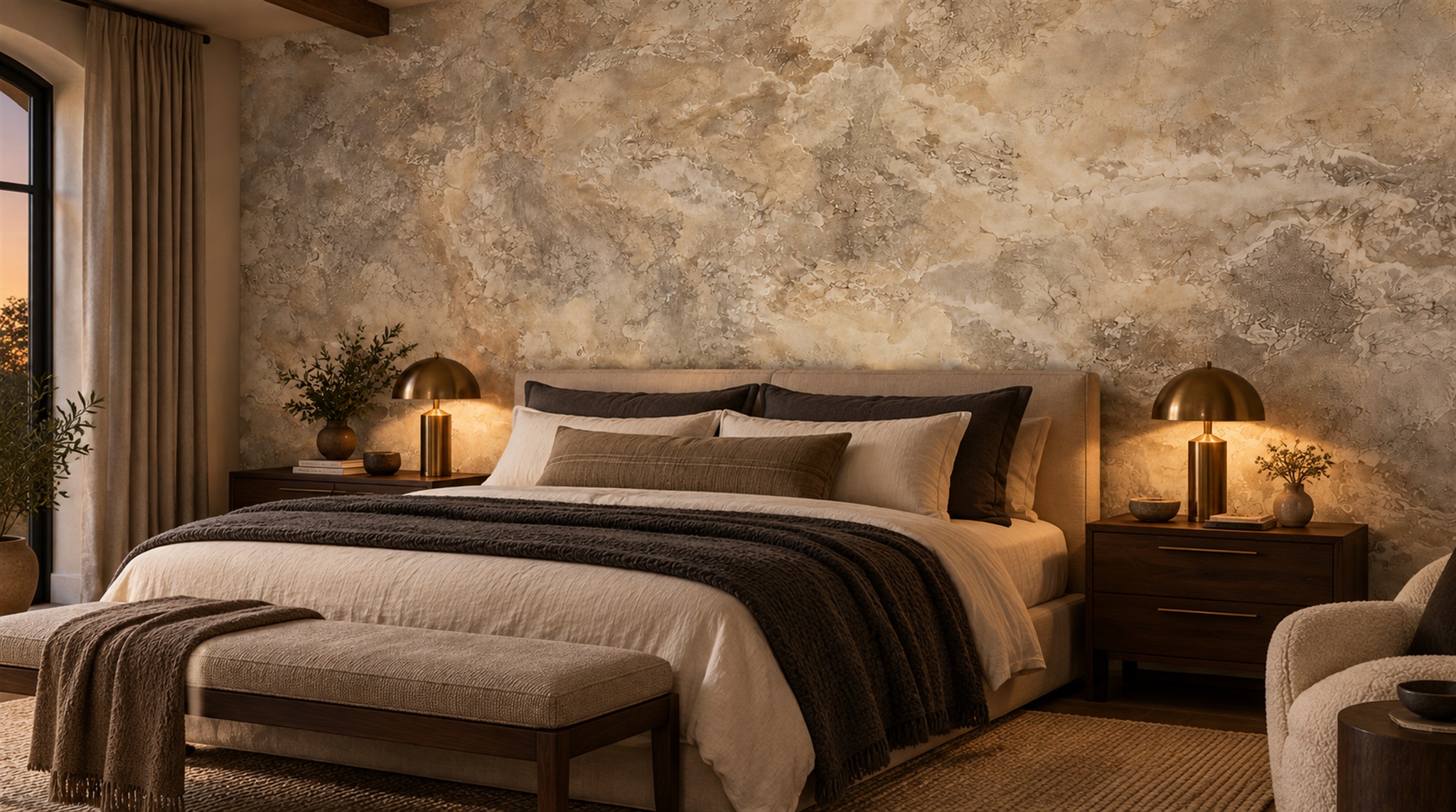 Taupe Stone Texture Wallpaper Mural Scene