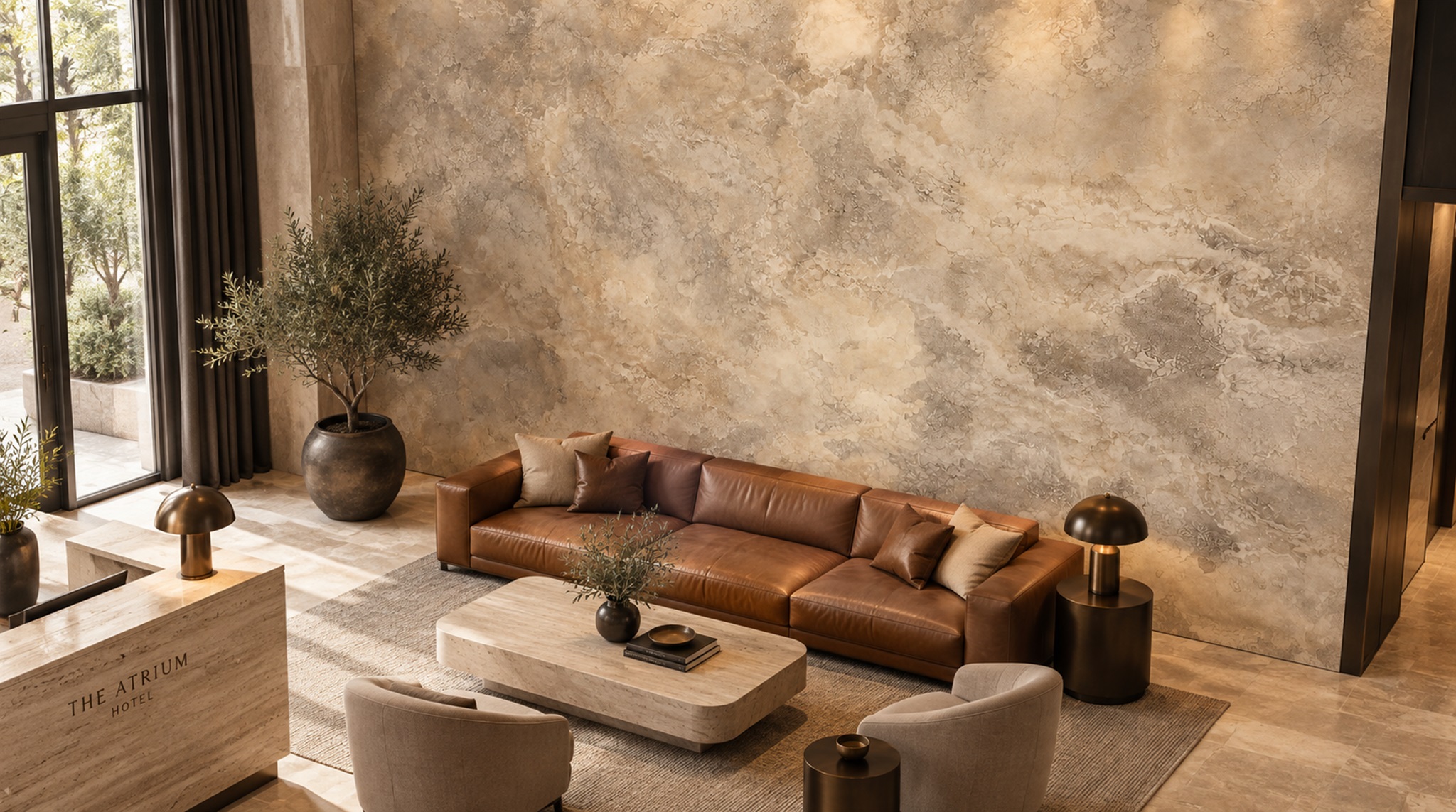 Taupe Stone Texture Wallpaper Mural Scene