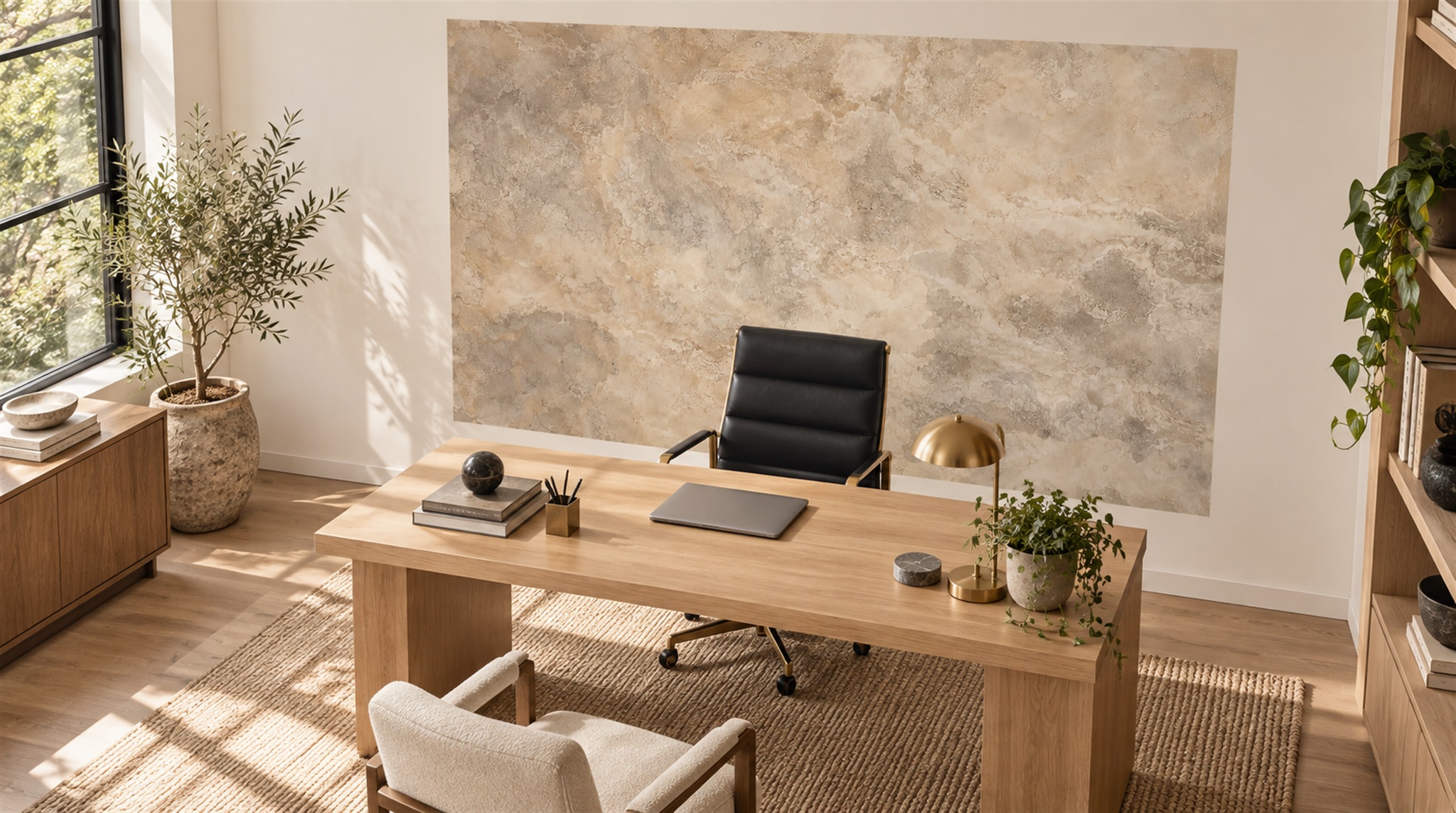 Taupe Stone Texture Wallpaper Mural Scene