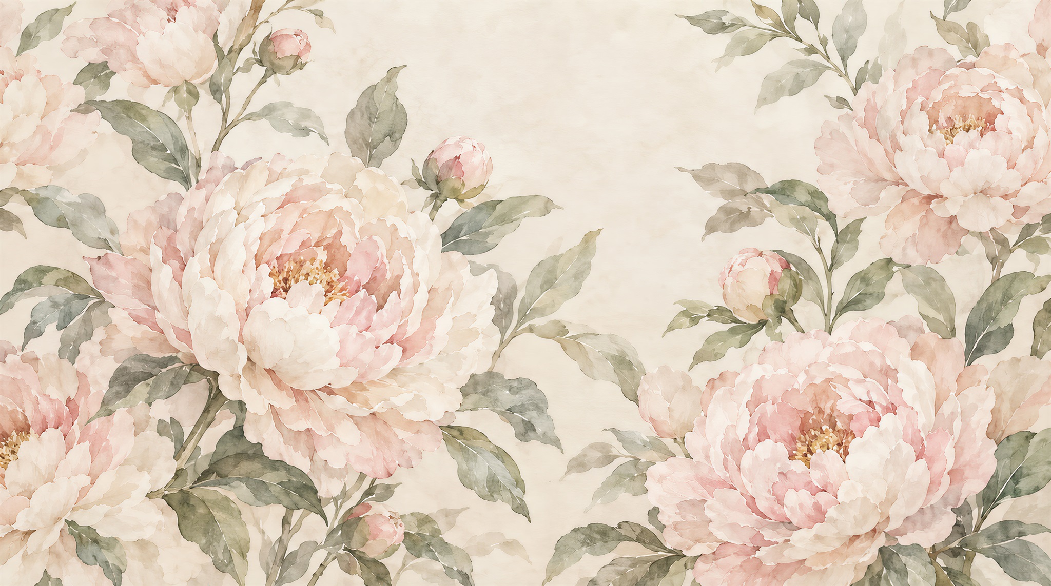 Pink Peony Flowers Wallpaper Mural Main