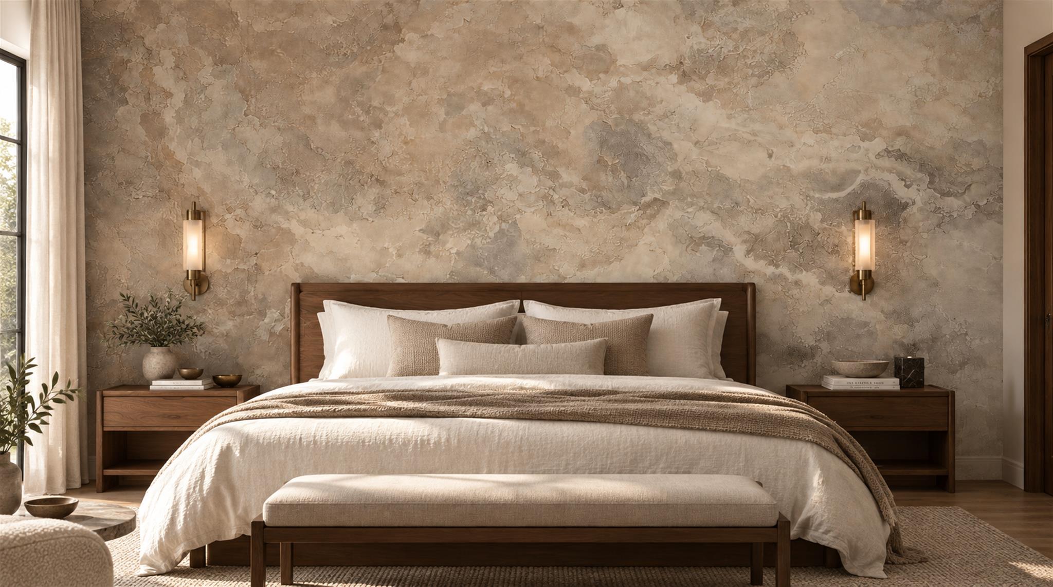 Taupe Stone Texture Wallpaper Mural Main