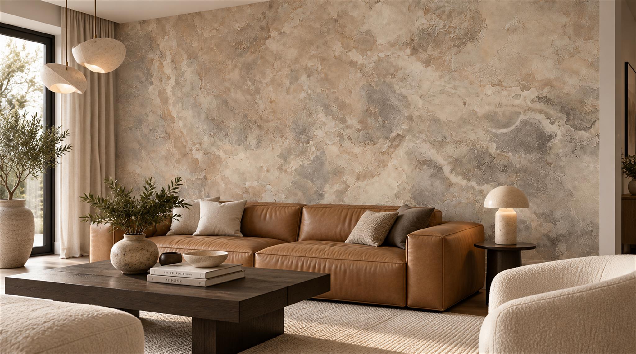 Taupe Stone Texture Wallpaper Mural Scene