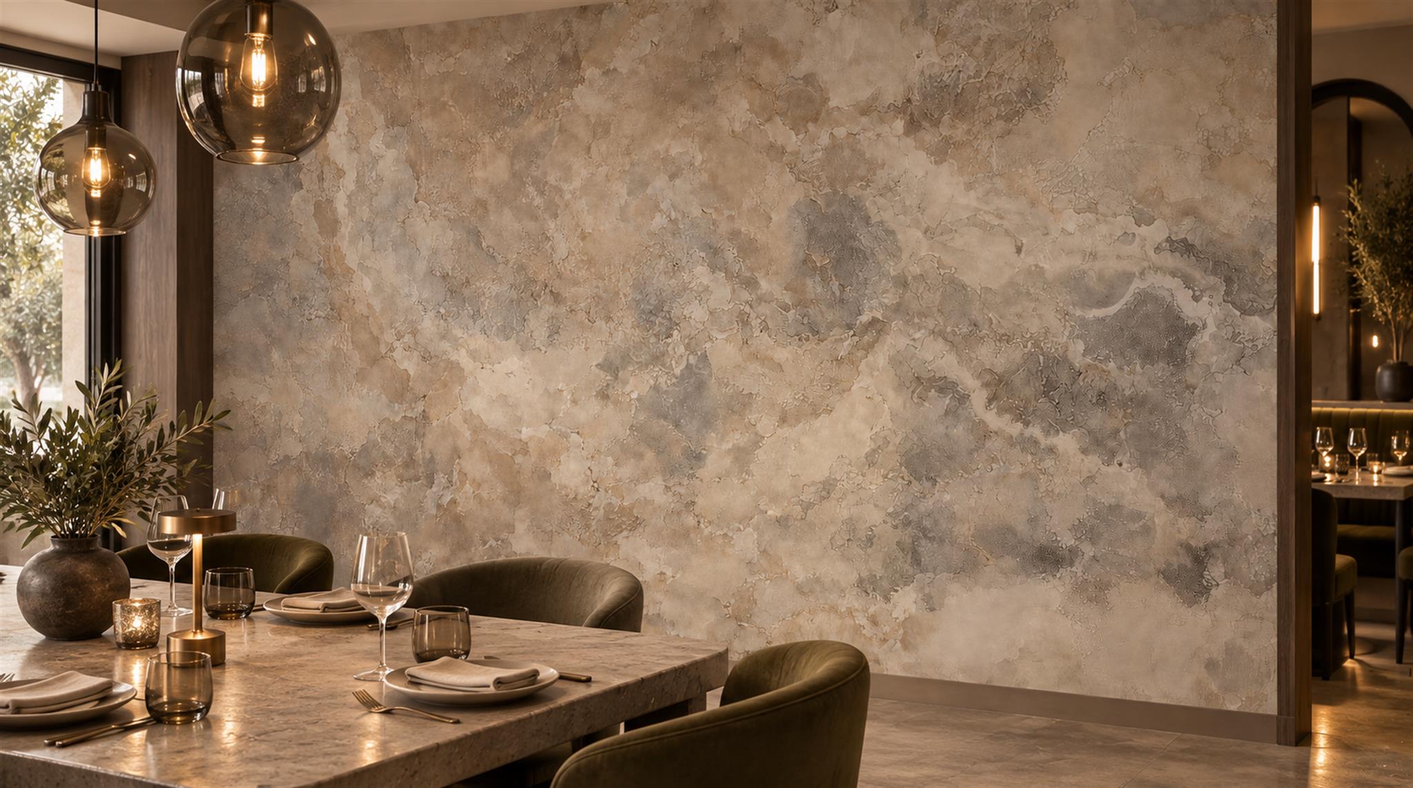 Taupe Stone Texture Wallpaper Mural Scene