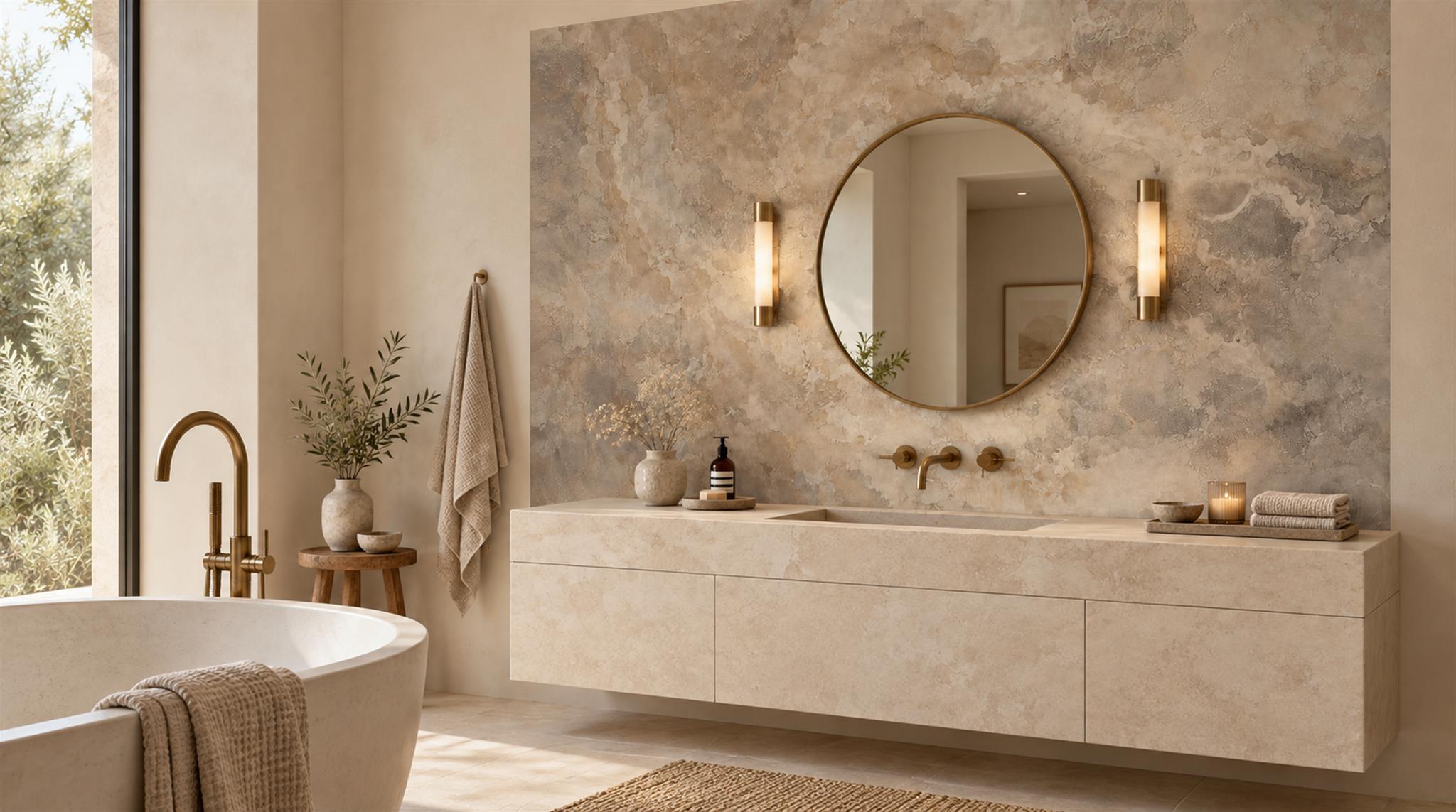 Taupe Stone Texture Wallpaper Mural Scene
