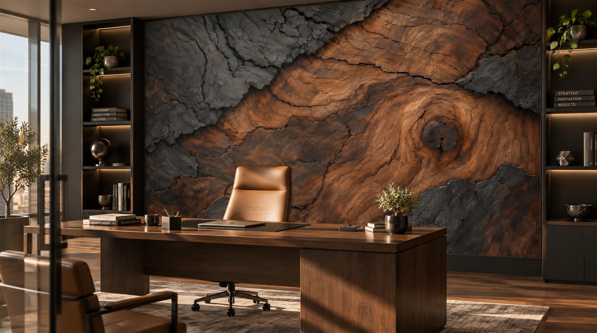 Brown Wood Grain Wallpaper Mural Scene