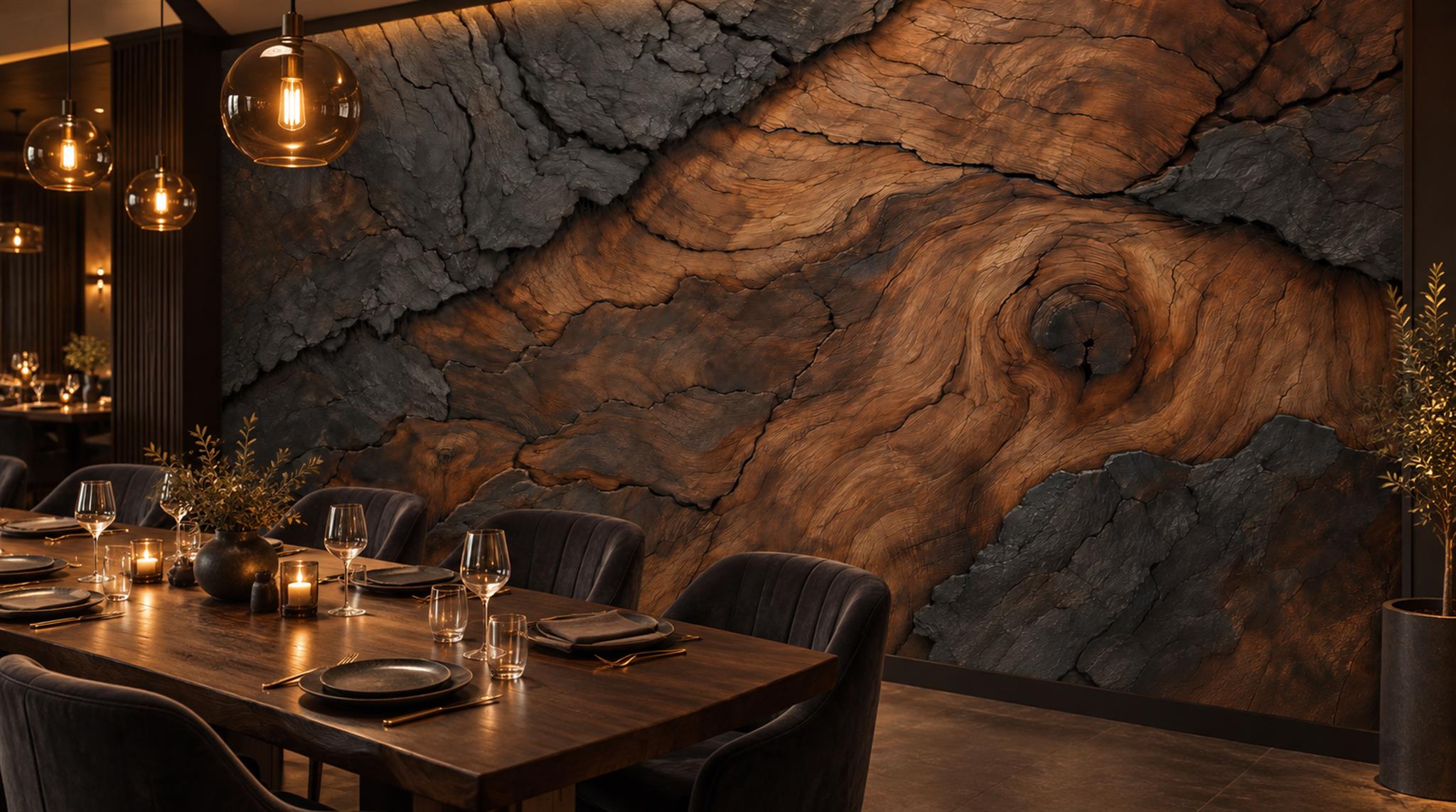 Brown Wood Grain Wallpaper Mural Scene