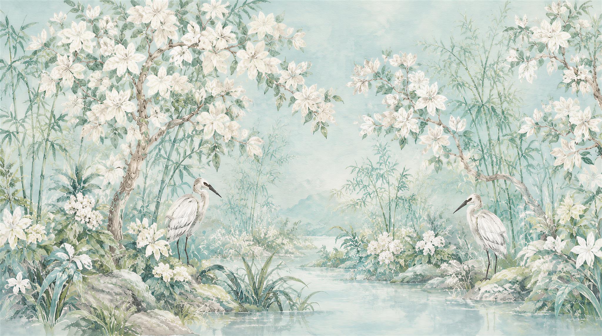Sage Green Decorative Wall Art Wallpaper Mural Main
