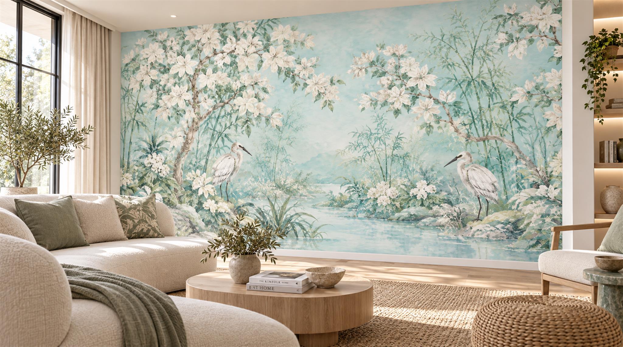 Sage Green Decorative Wall Art Wallpaper Mural Scene