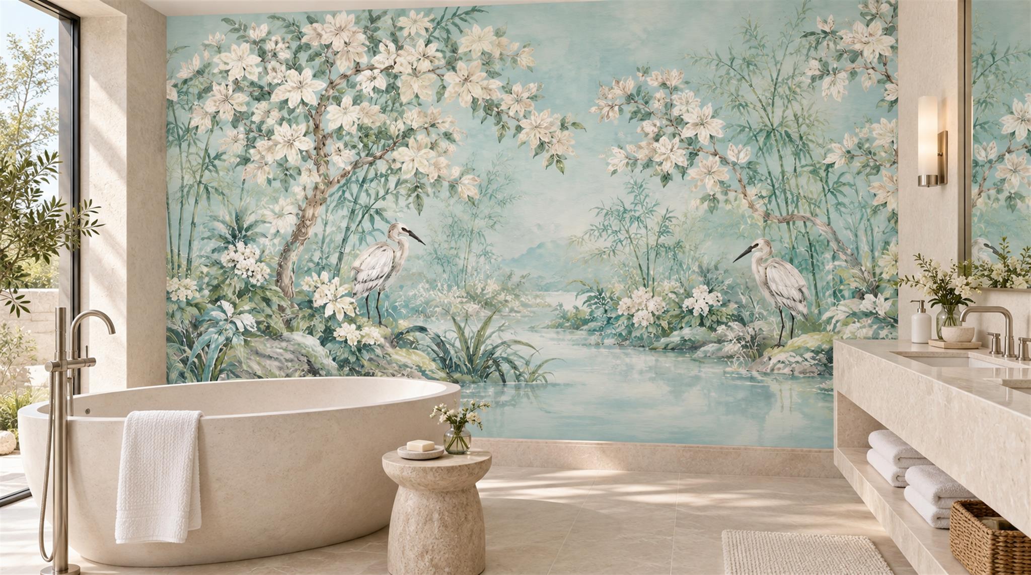 Sage Green Decorative Wall Art Wallpaper Mural Scene
