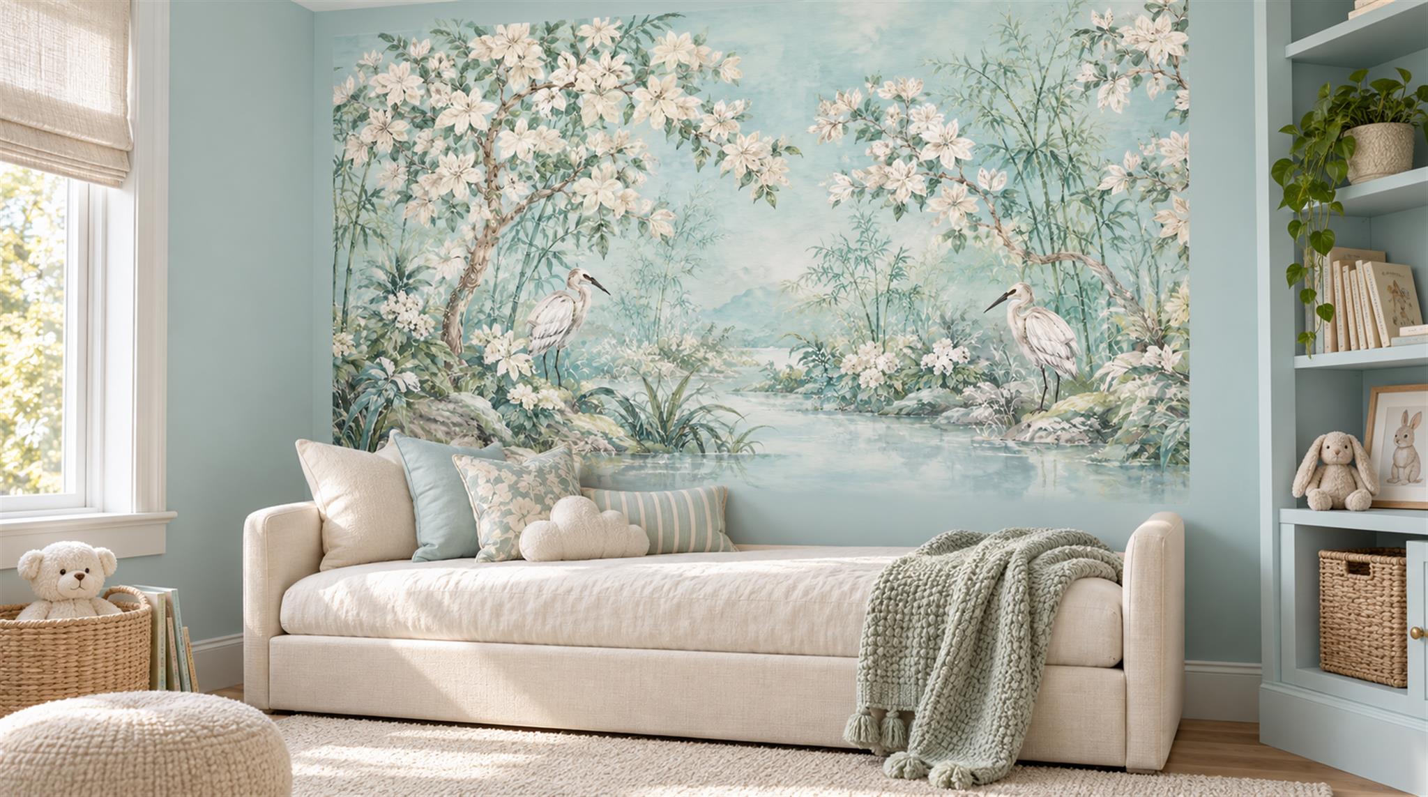 Sage Green Decorative Wall Art Wallpaper Mural Scene