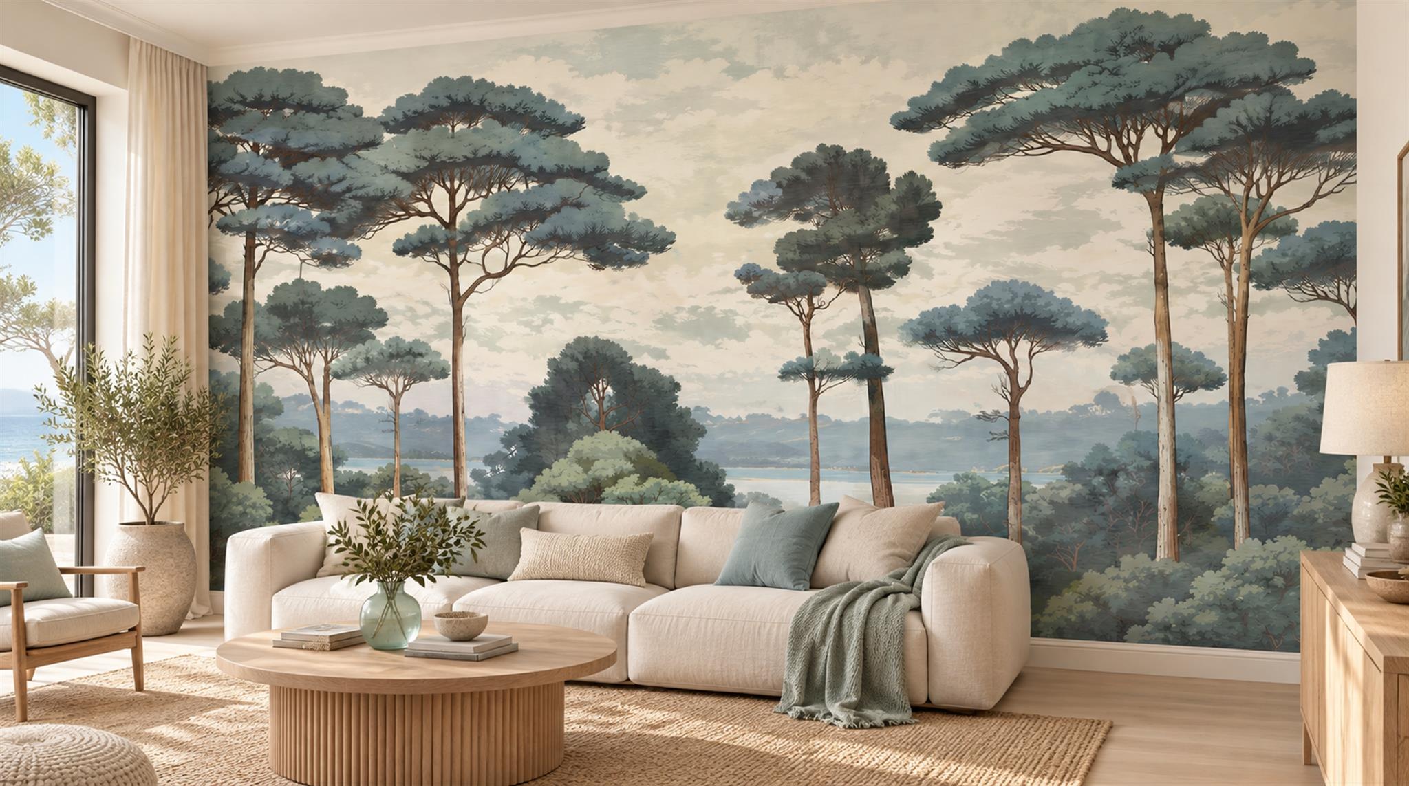 Sage Green Decorative Wall Art Wallpaper Mural Scene