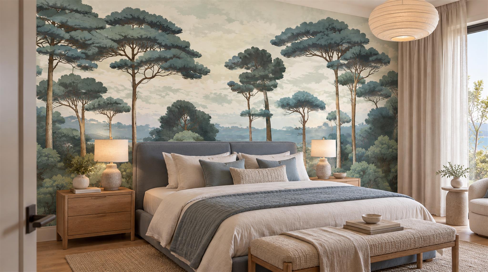 Sage Green Decorative Wall Art Wallpaper Mural Scene