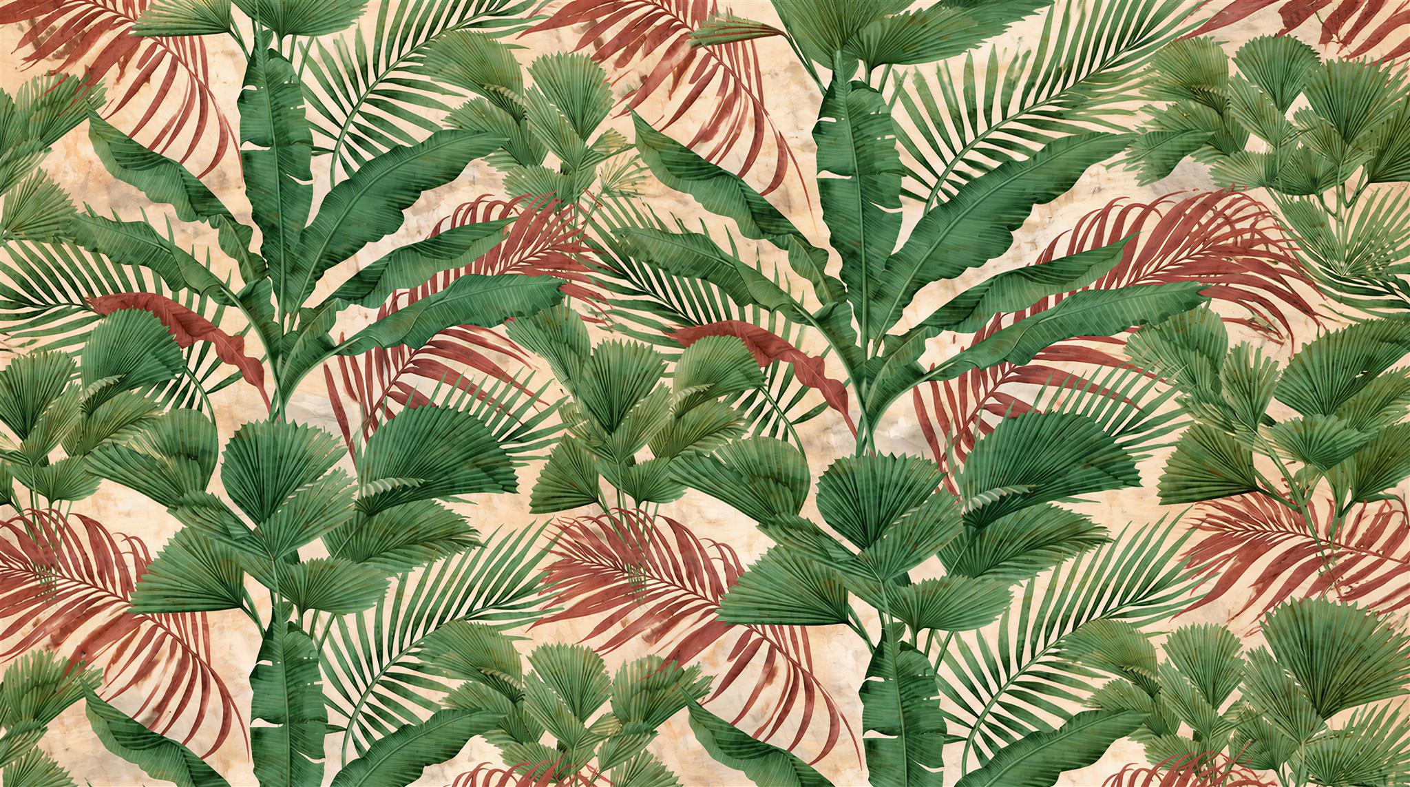 Green Palm Leaves Wallpaper Mural Main