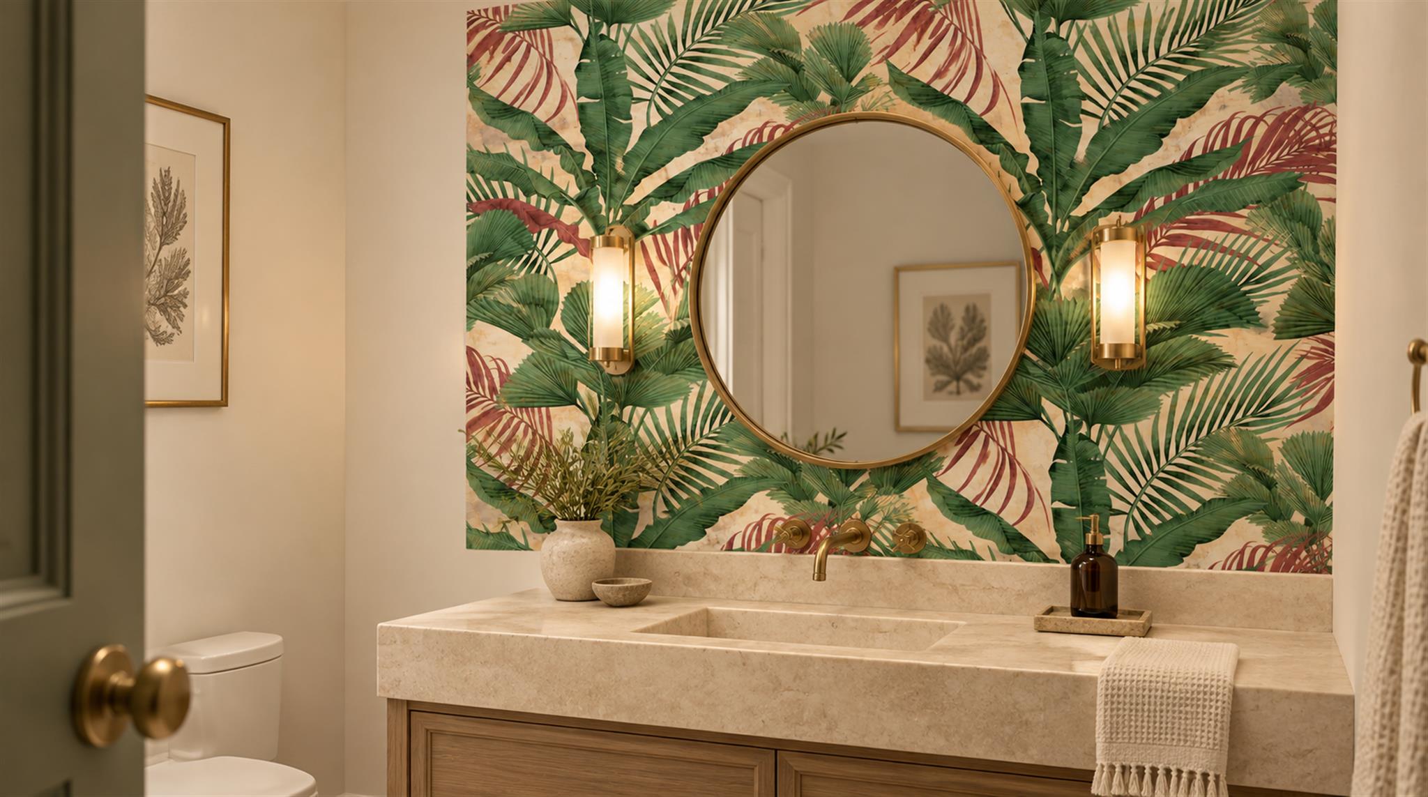 Green Palm Leaves Wallpaper Mural Scene