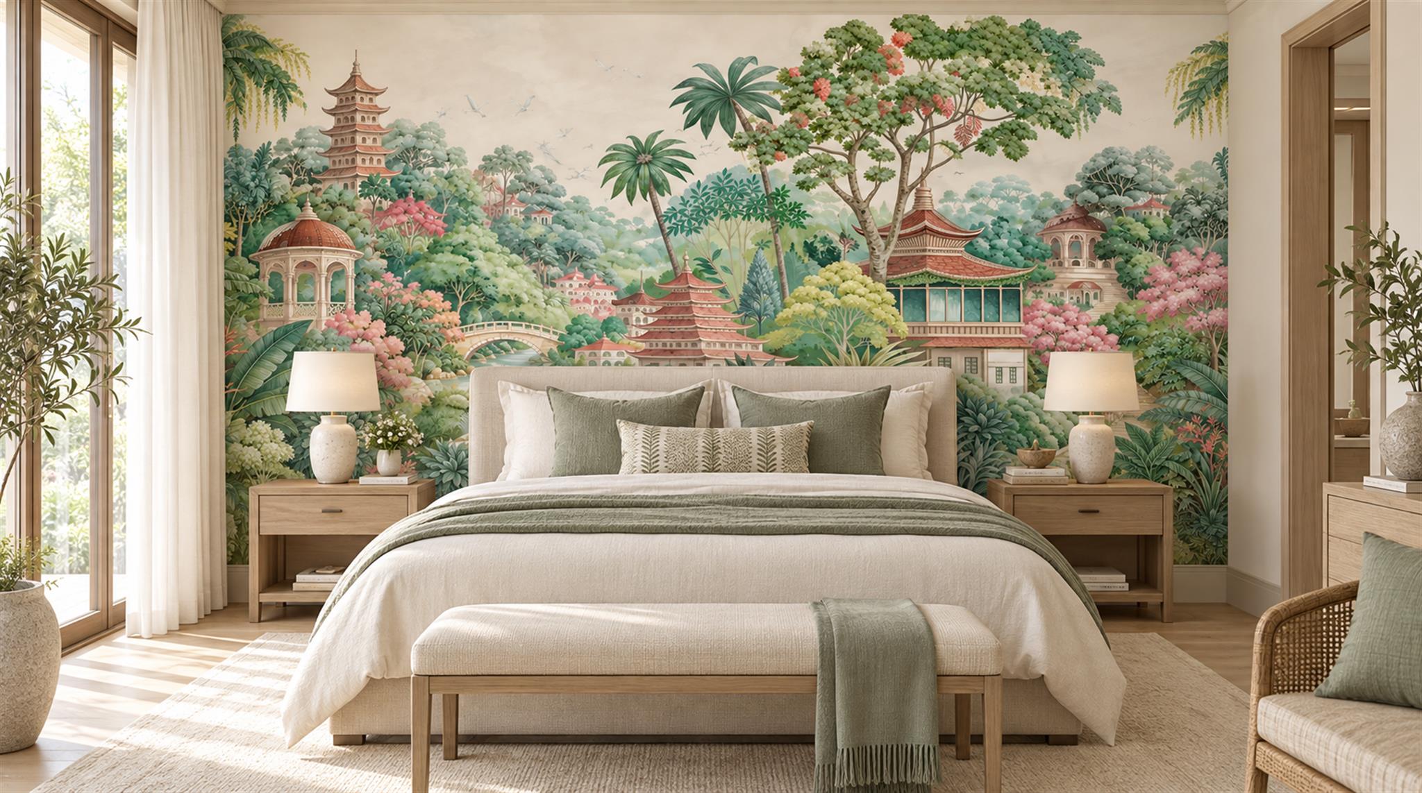 Neutral Tropical Foliage Wallpaper Mural Main