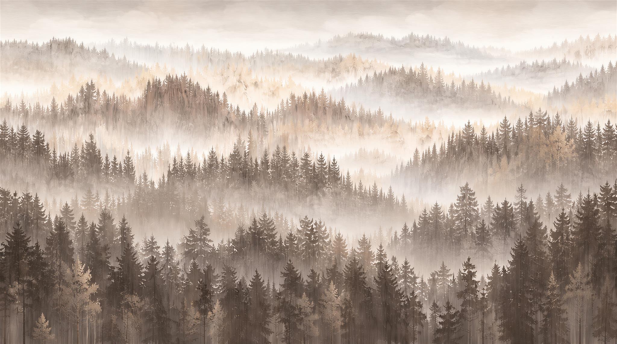 Ivory Layered Foliage Wallpaper Mural Main