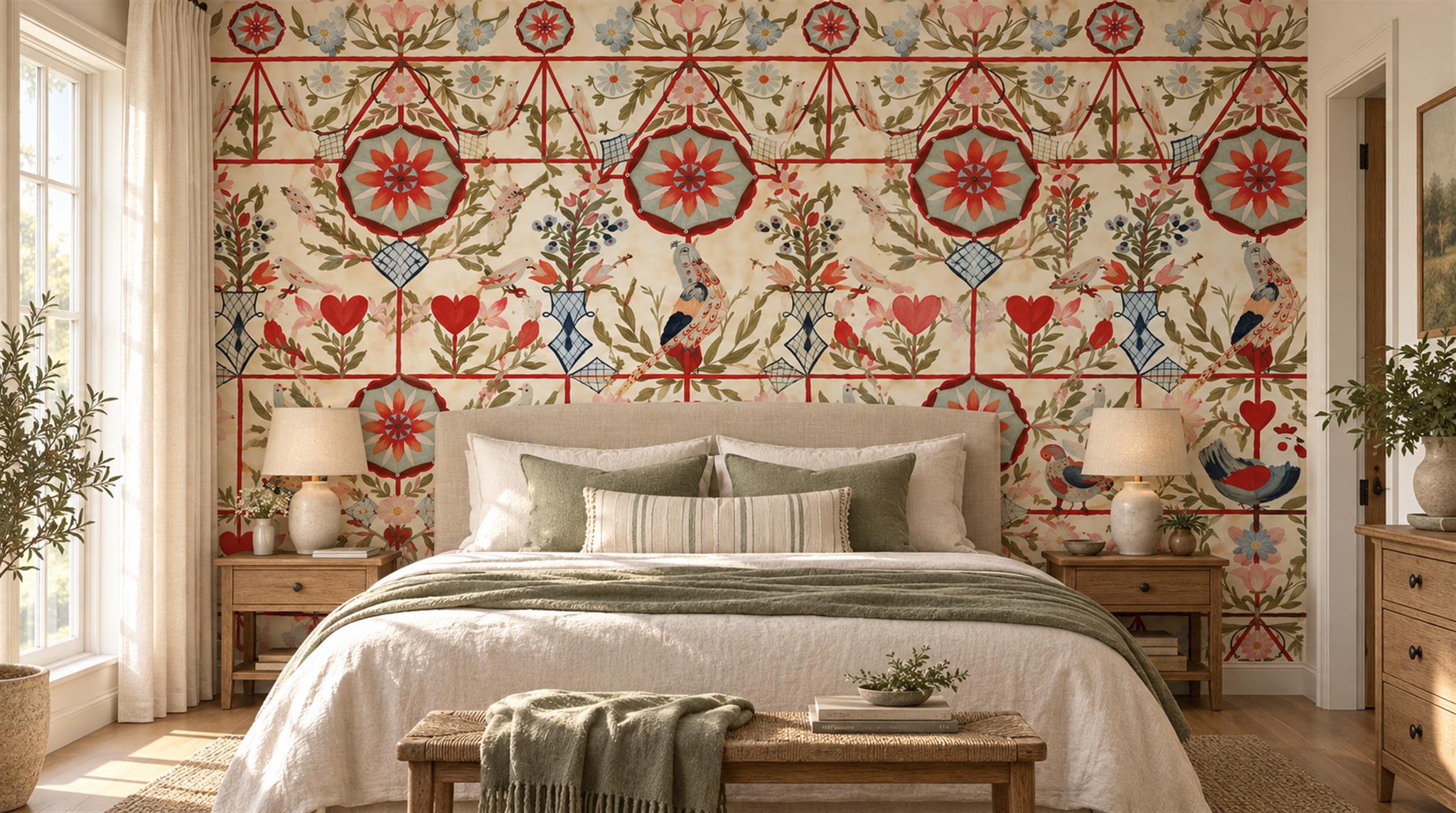 Natural Damask Patterning Wallpaper Mural Main