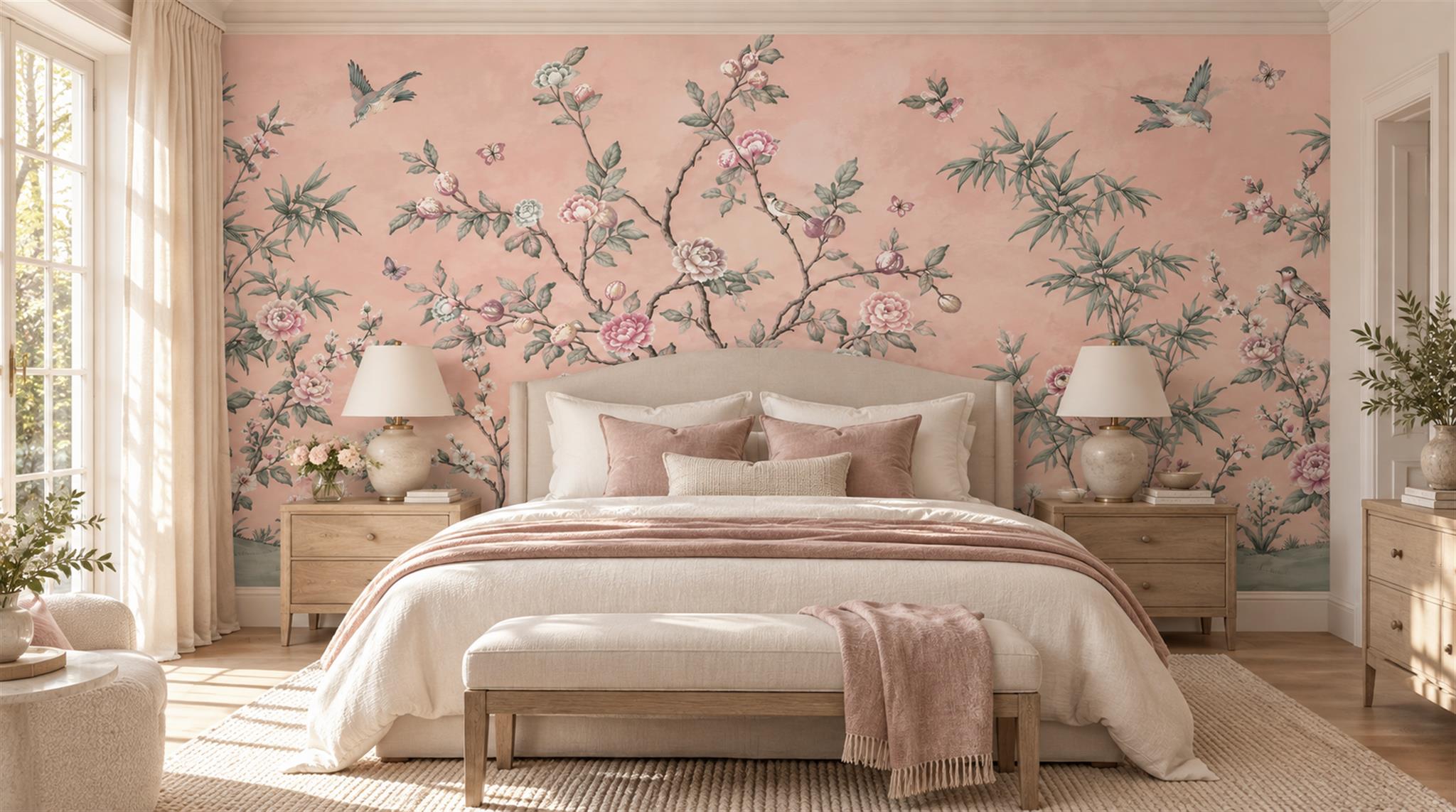 Pink Blossom Branches Wallpaper Mural Main