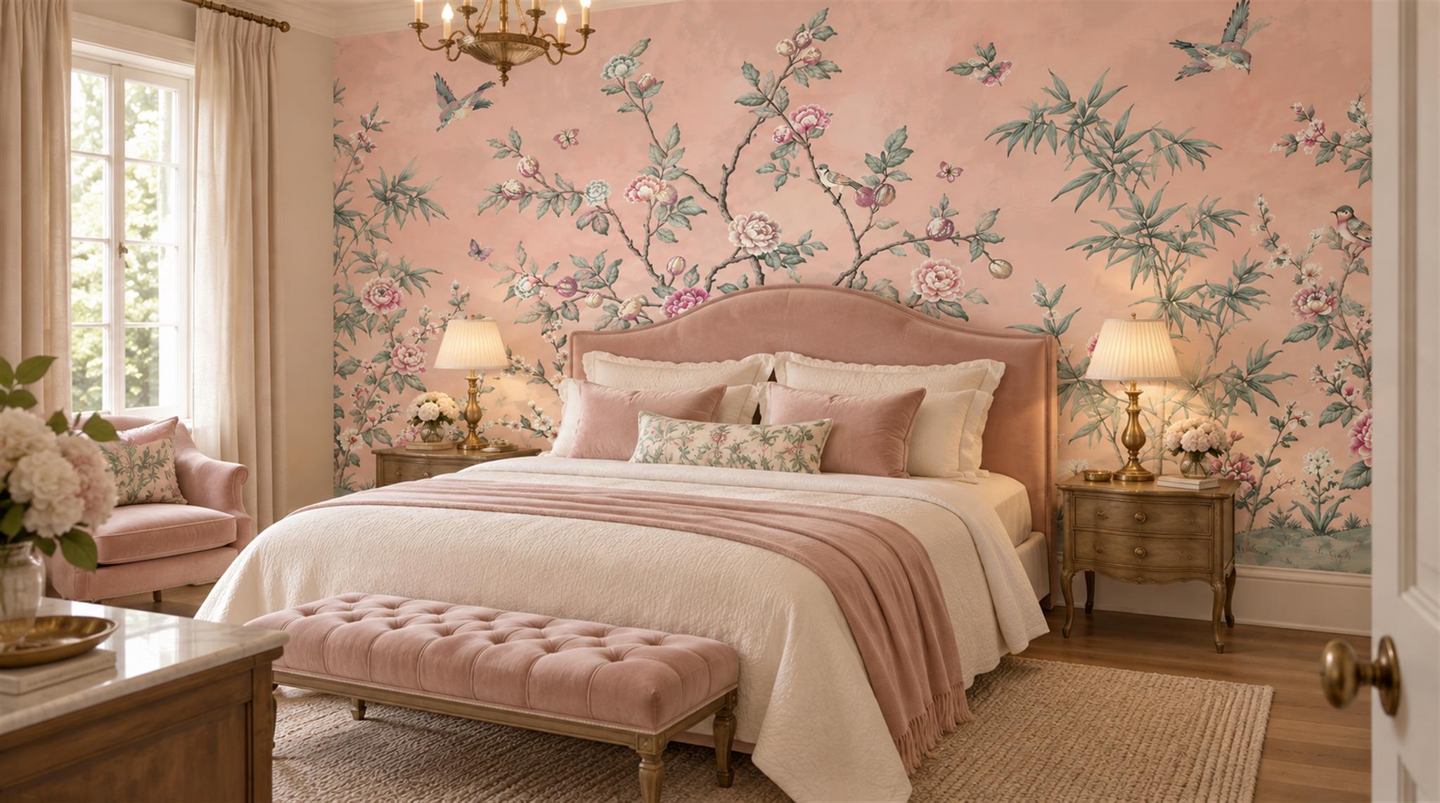 Pink Blossom Branches Wallpaper Mural Scene