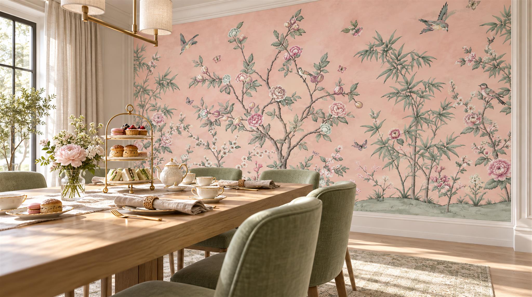 Pink Blossom Branches Wallpaper Mural Scene