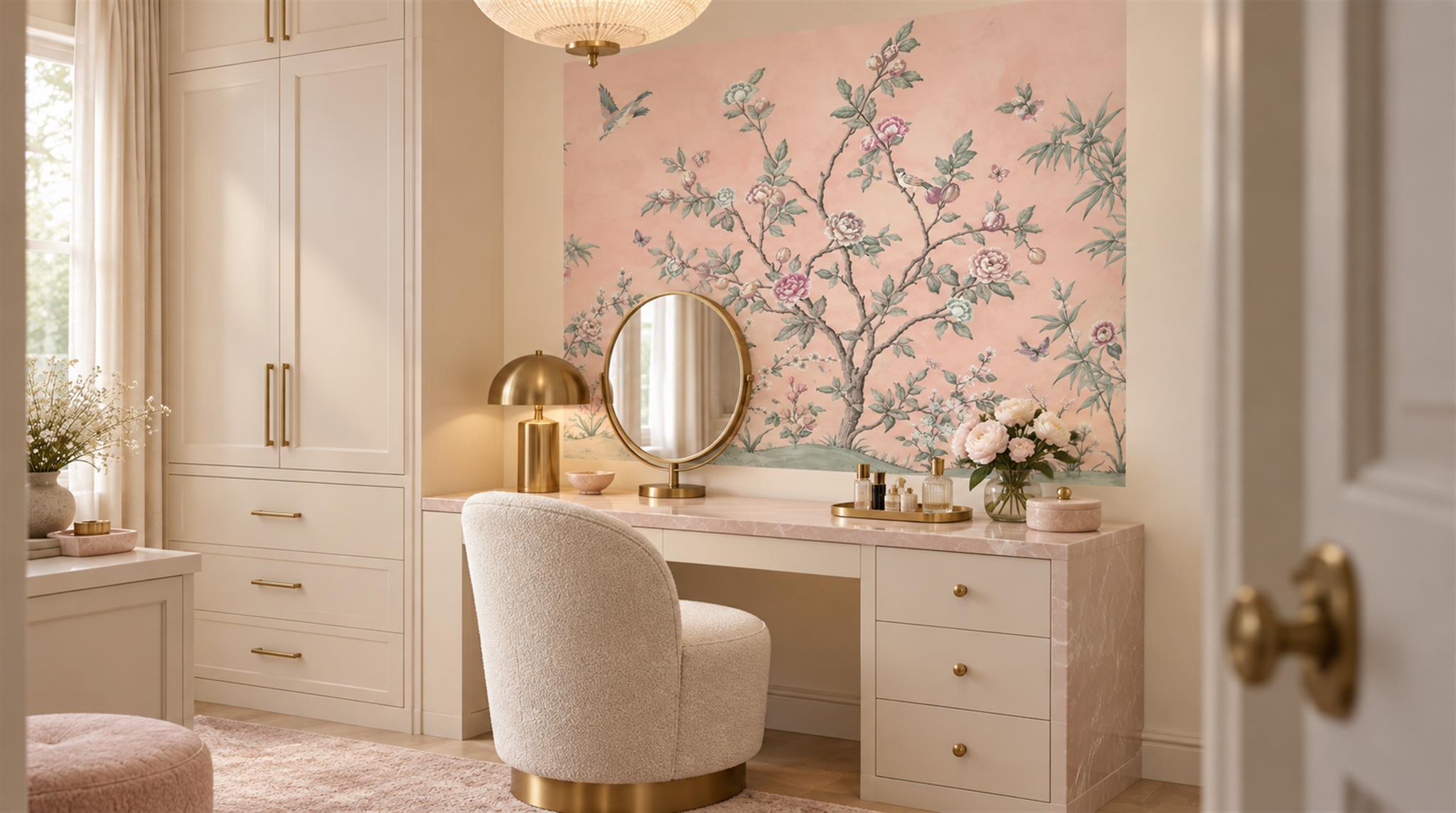 Pink Blossom Branches Wallpaper Mural Scene