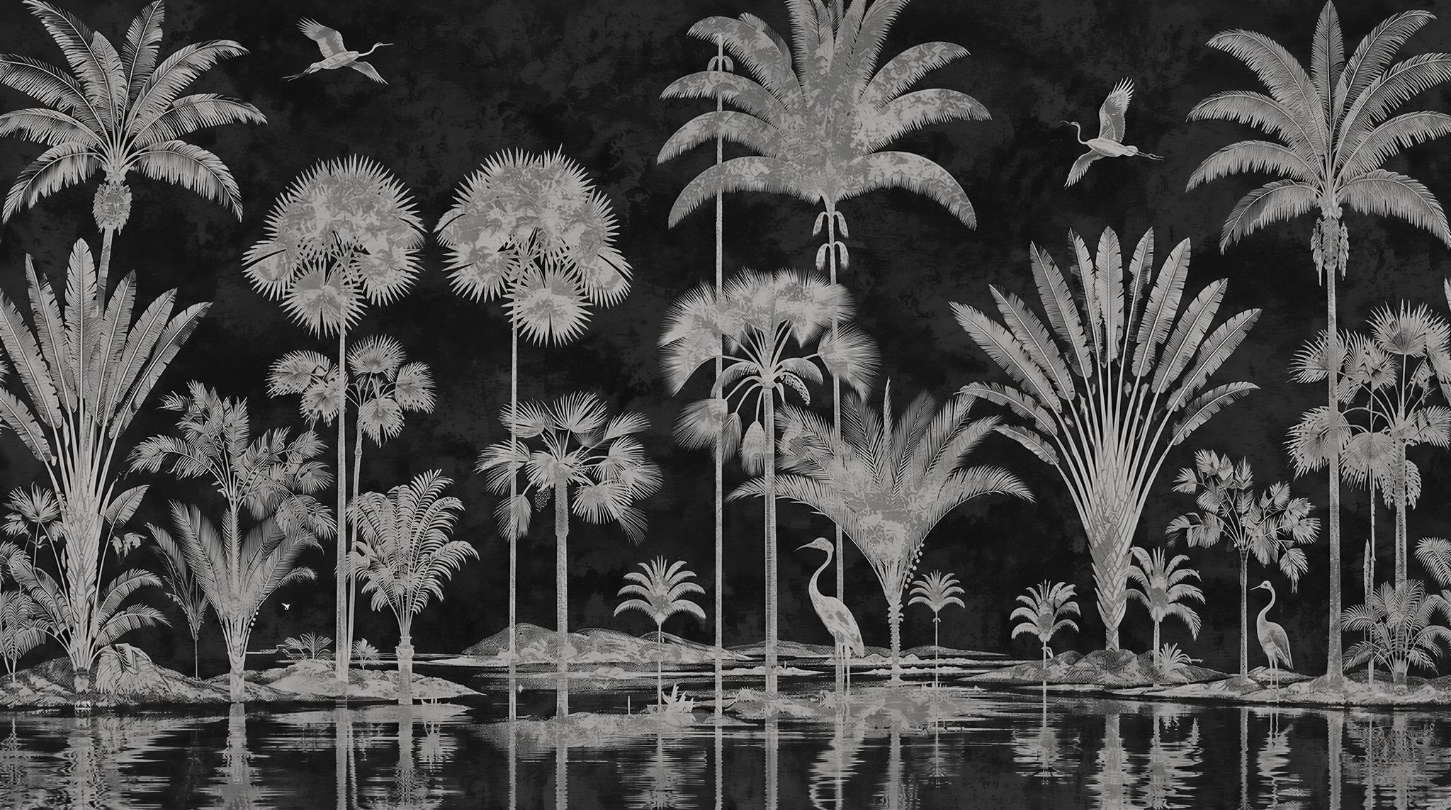 Neutral Leaf Patterning Wallpaper Mural Main