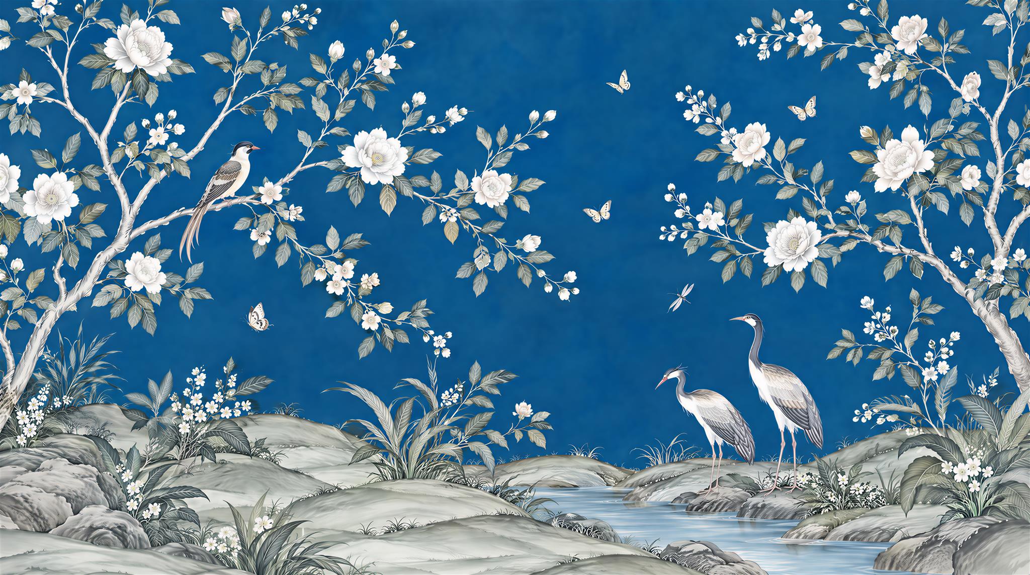 Blue Decorative Wall Art Wallpaper Mural Main