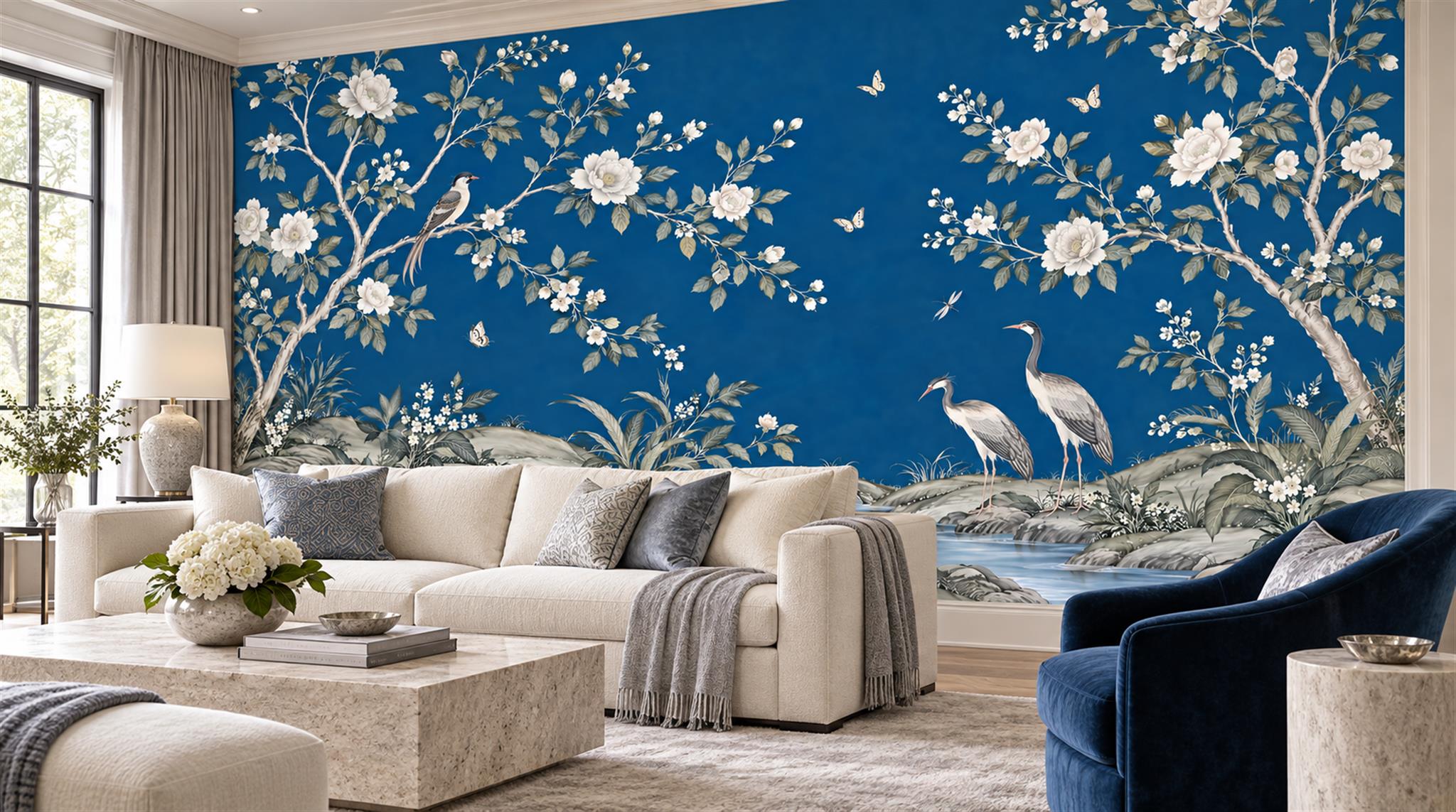 Blue Decorative Wall Art Wallpaper Mural Scene