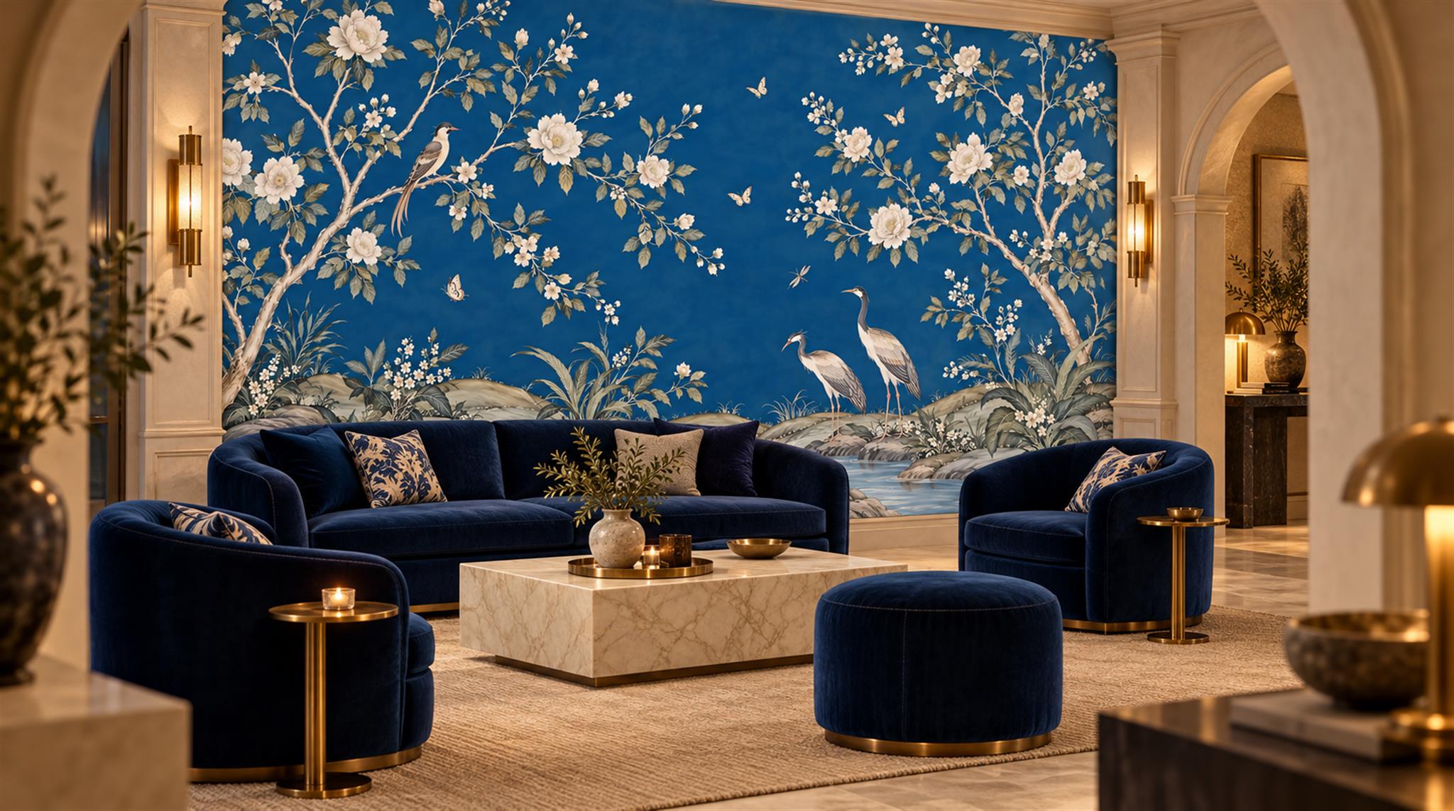 Blue Decorative Wall Art Wallpaper Mural Scene