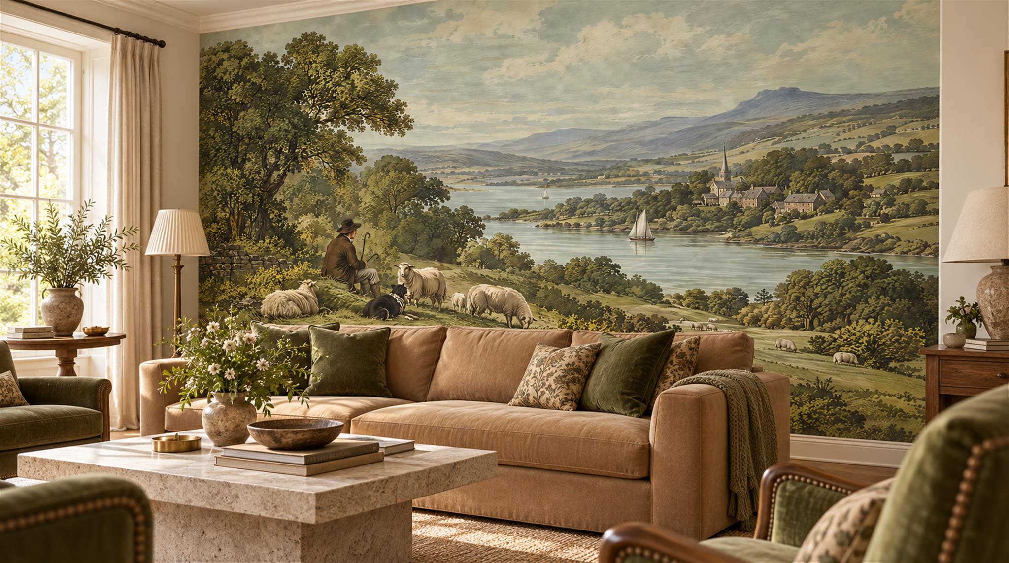 Olive Decorative Wall Art Wallpaper Mural Scene