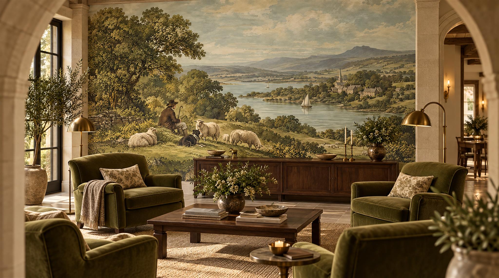 Olive Decorative Wall Art Wallpaper Mural Scene
